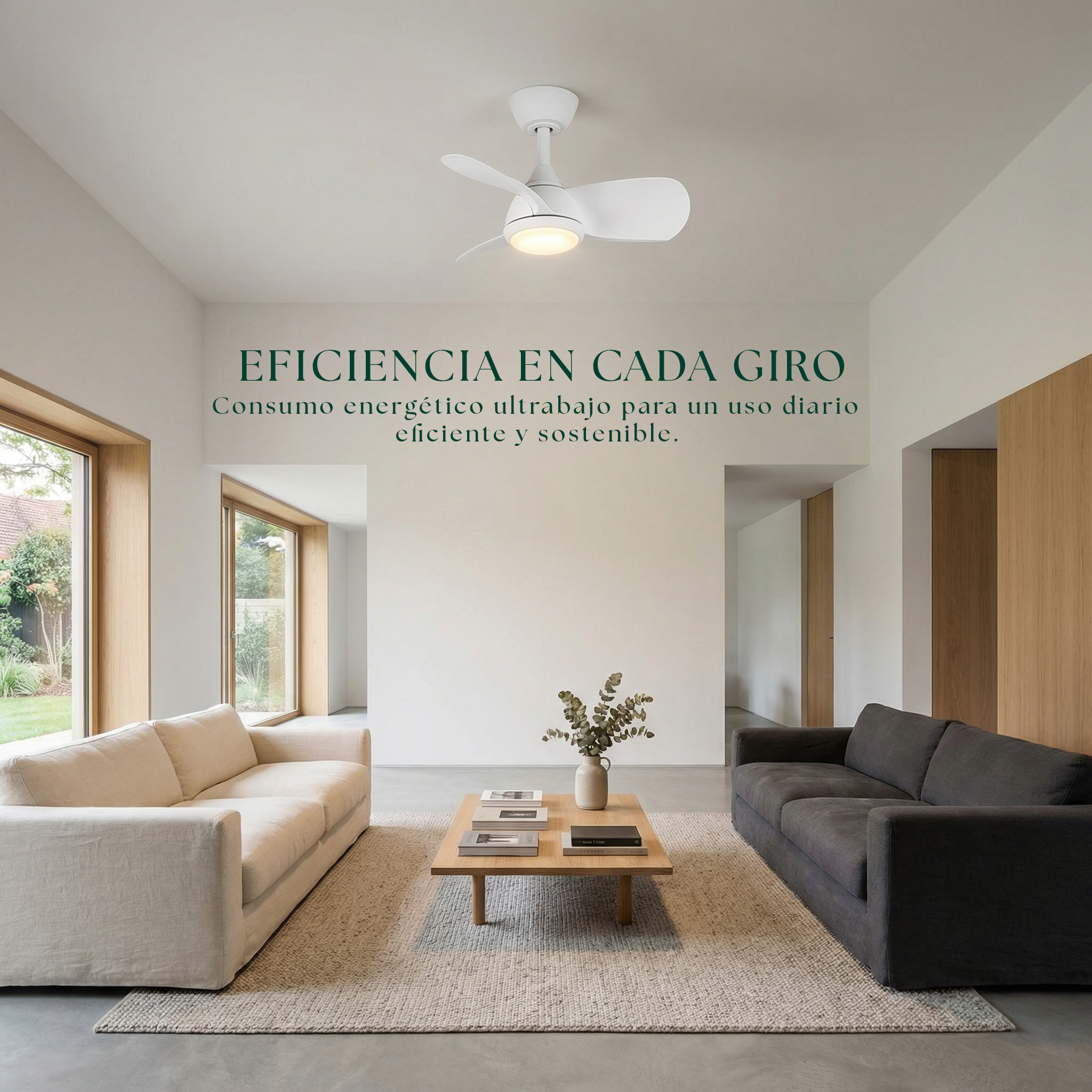 Veleo Deckenventilator 60 cm für Räume bis 8 m² – 3 Flügel aus ABS