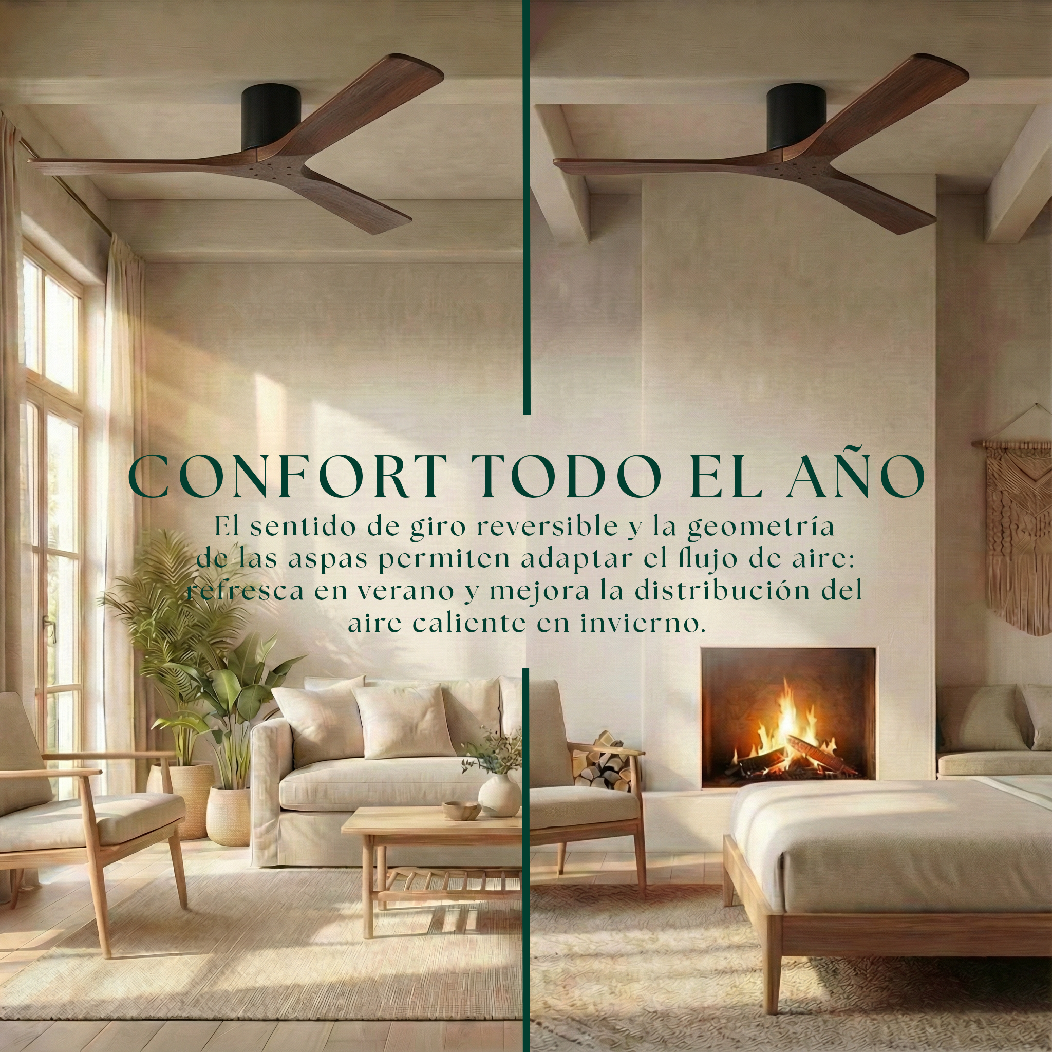 Etoile Deckenventilator aus Holz (132 cm / 112 cm)