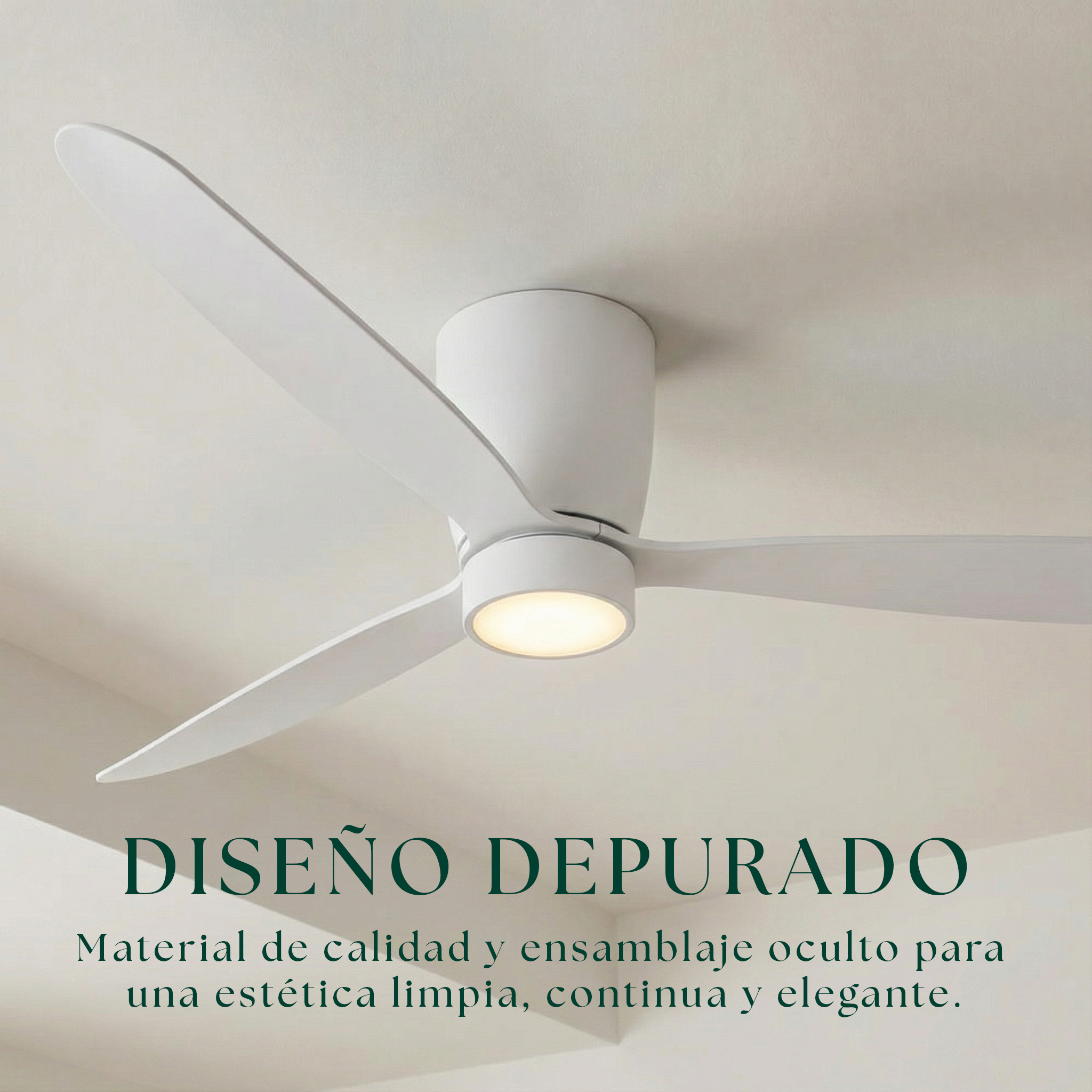 Sirocco Deckenventilator, 132 cm (für Räume von 10 bis 25 m²) – 3 Flügel aus ABS