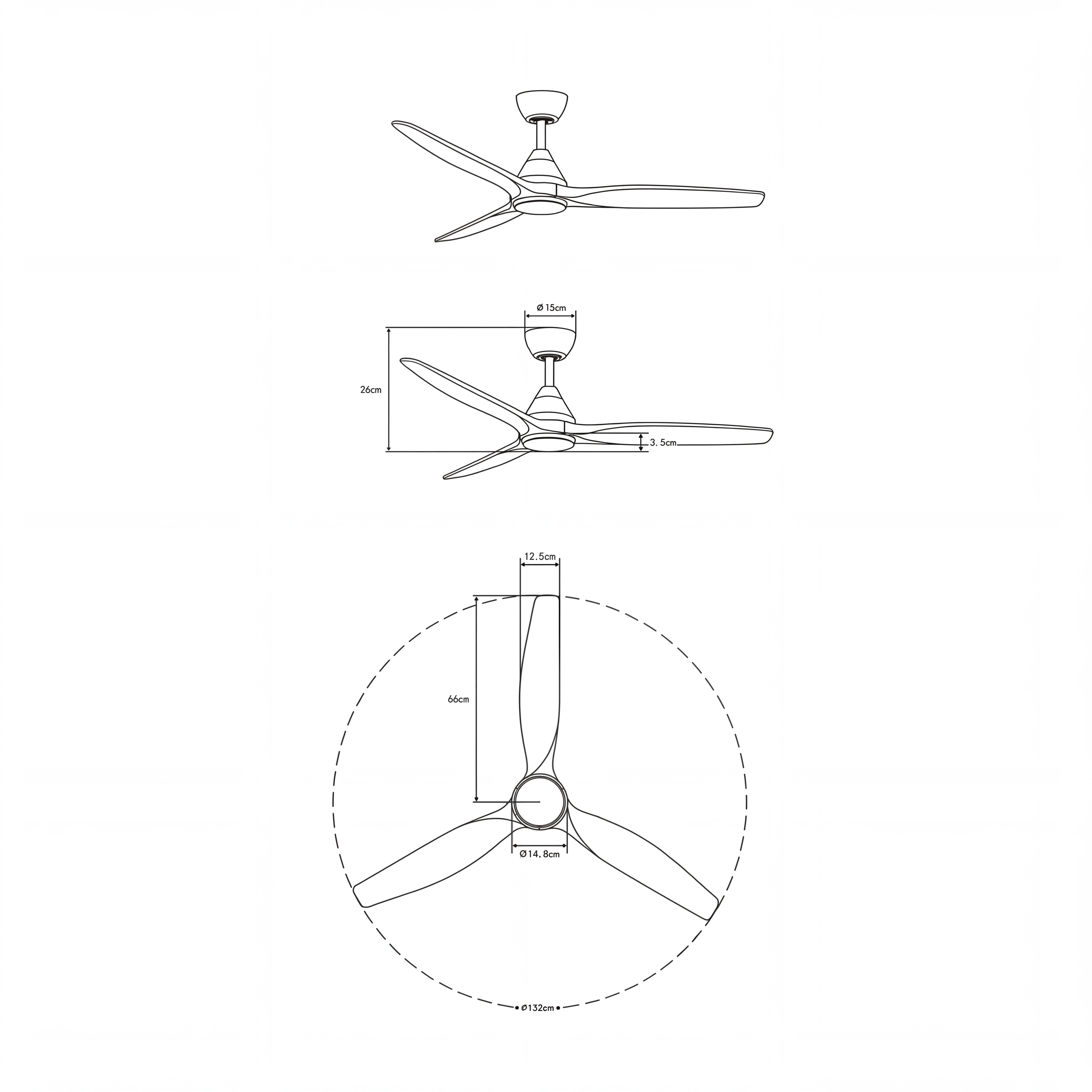Dolomiti Holz-Deckenventilator (132 cm / 112 cm)