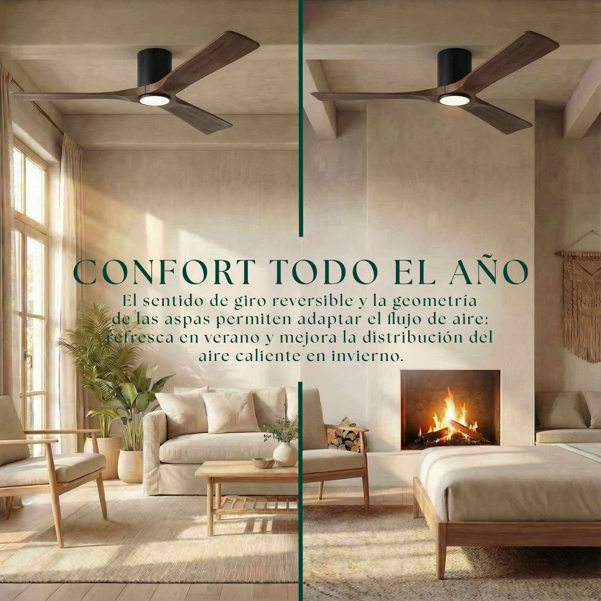Etoile Deckenventilator aus Holz (132 cm / 112 cm)