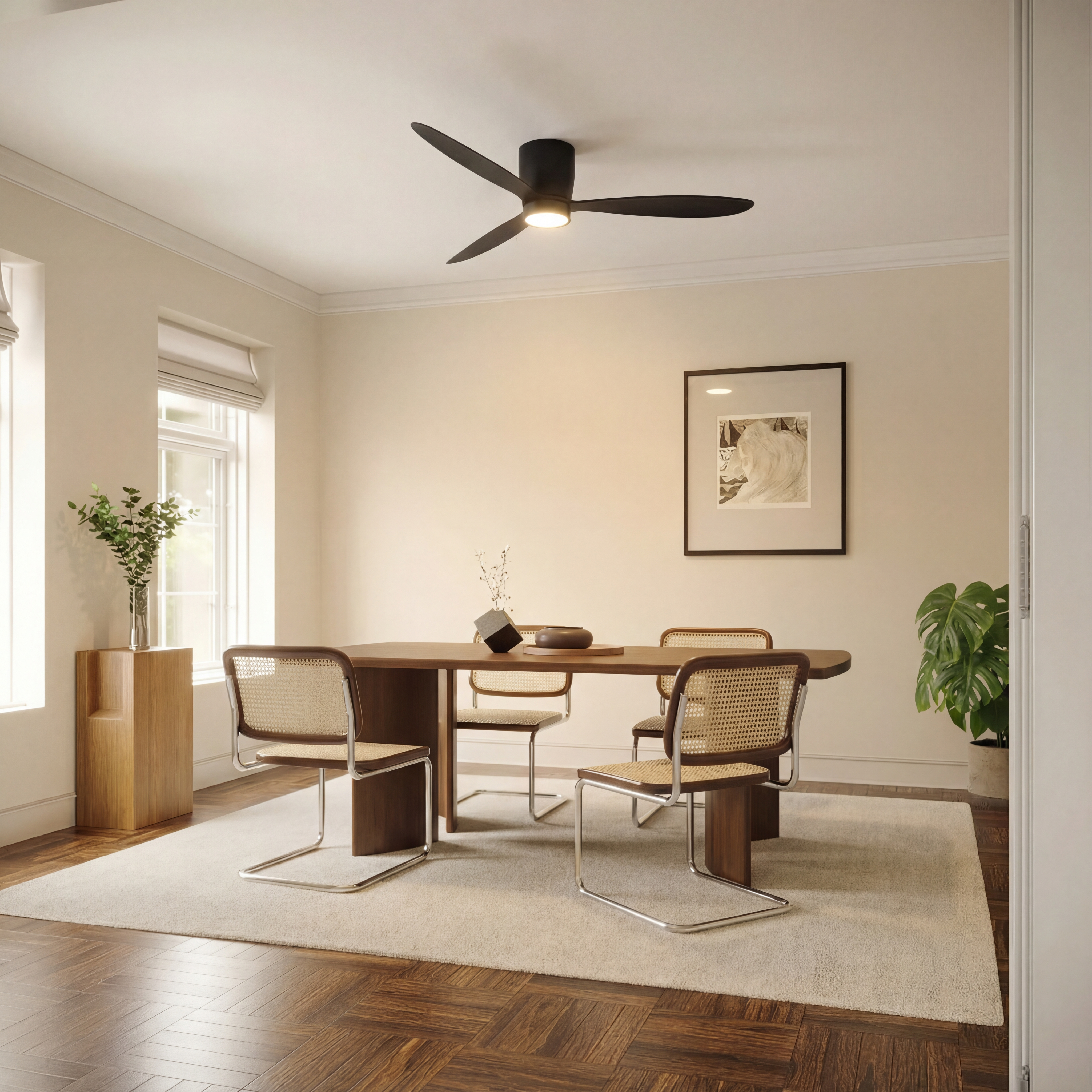 Sirocco Deckenventilator, 132 cm (für Räume von 10 bis 25 m²) – 3 Flügel aus ABS