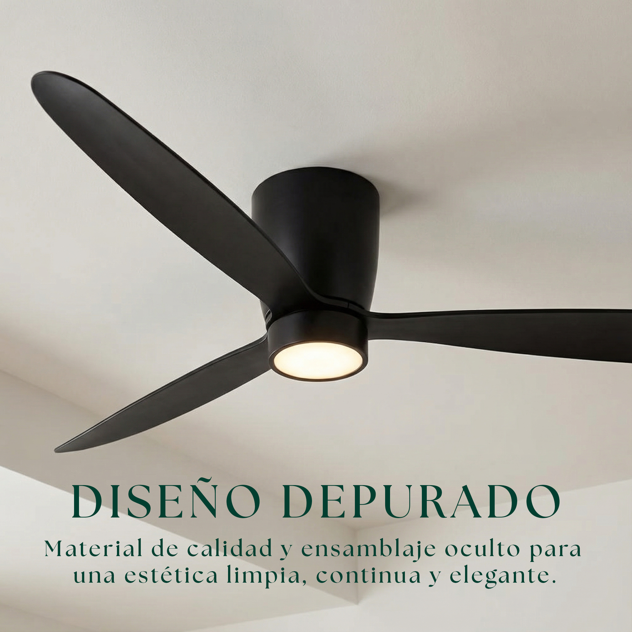 Sirocco Deckenventilator, 132 cm (für Räume von 10 bis 25 m²) – 3 Flügel aus ABS