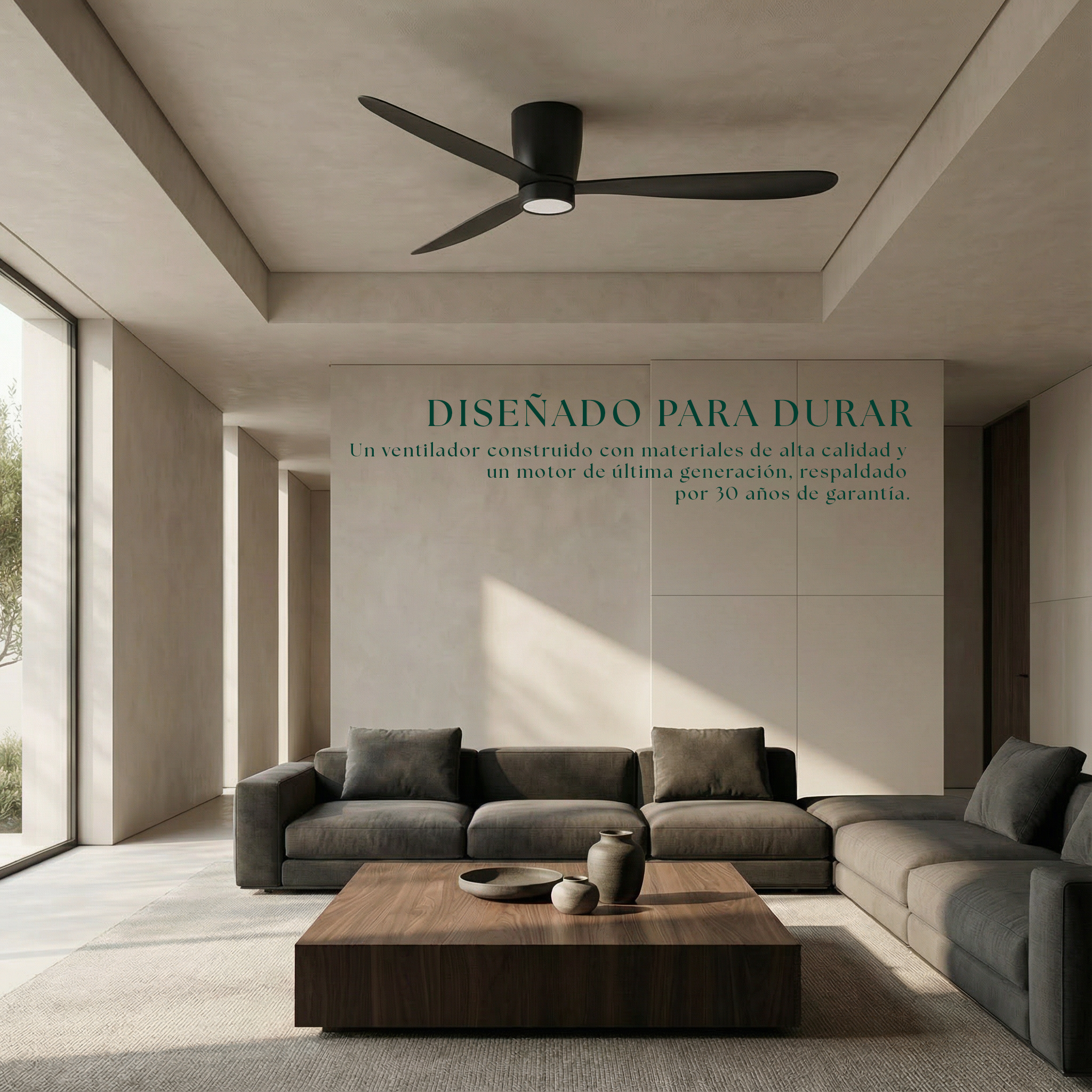 Sirocco Deckenventilator, 132 cm (für Räume von 10 bis 25 m²) – 3 Flügel aus ABS