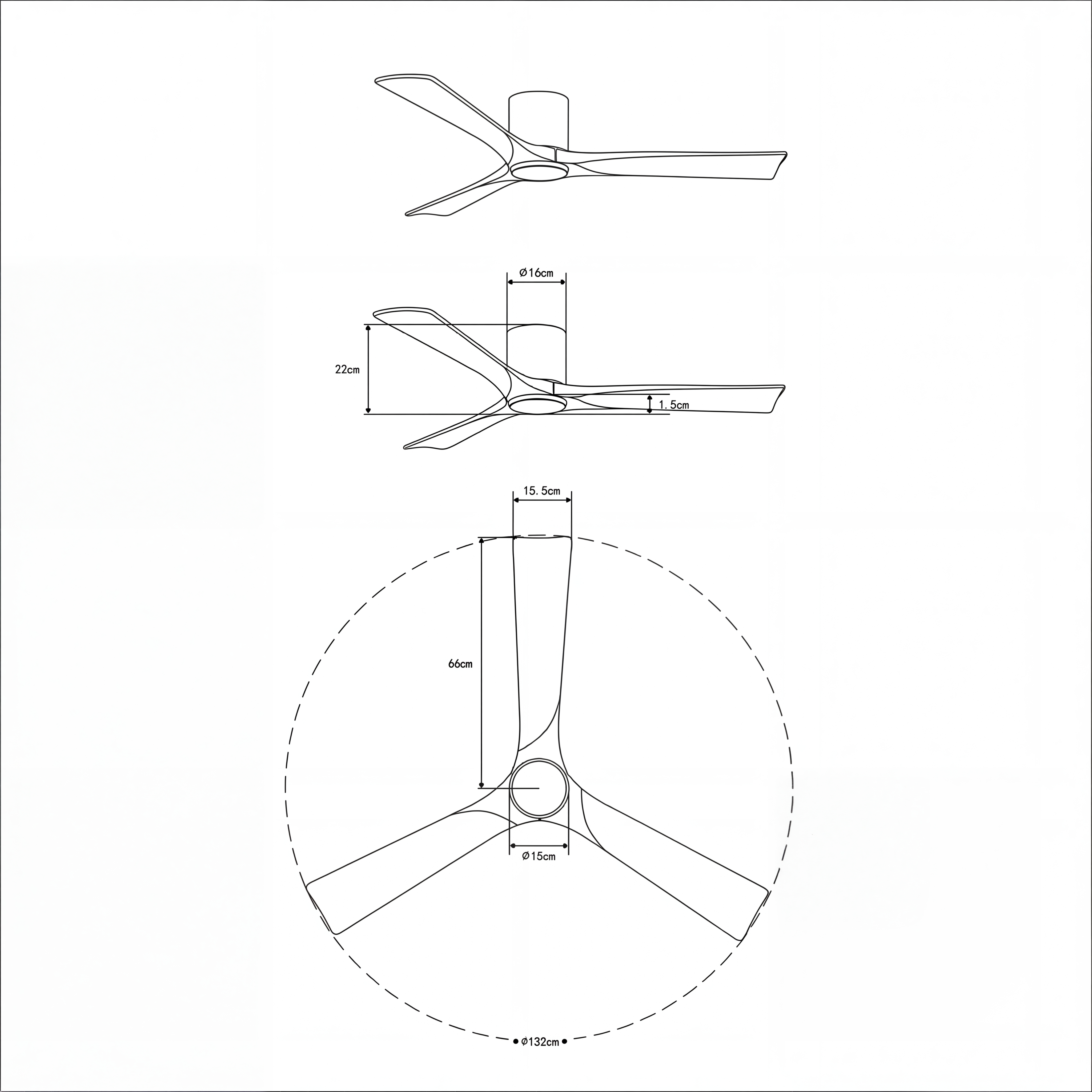 Etoile Deckenventilator aus Holz (132 cm / 112 cm)