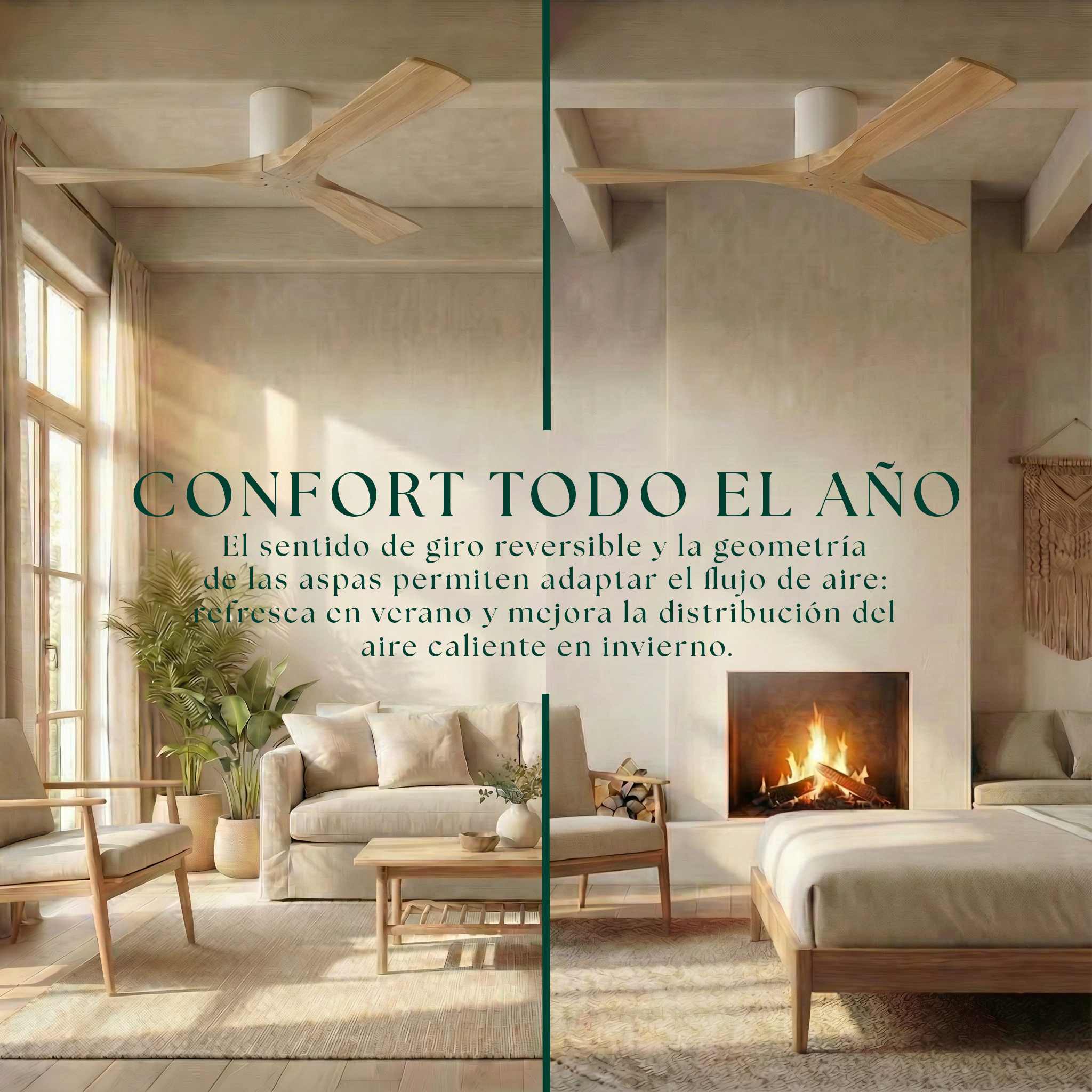 Etoile Deckenventilator aus Holz (132 cm / 112 cm)