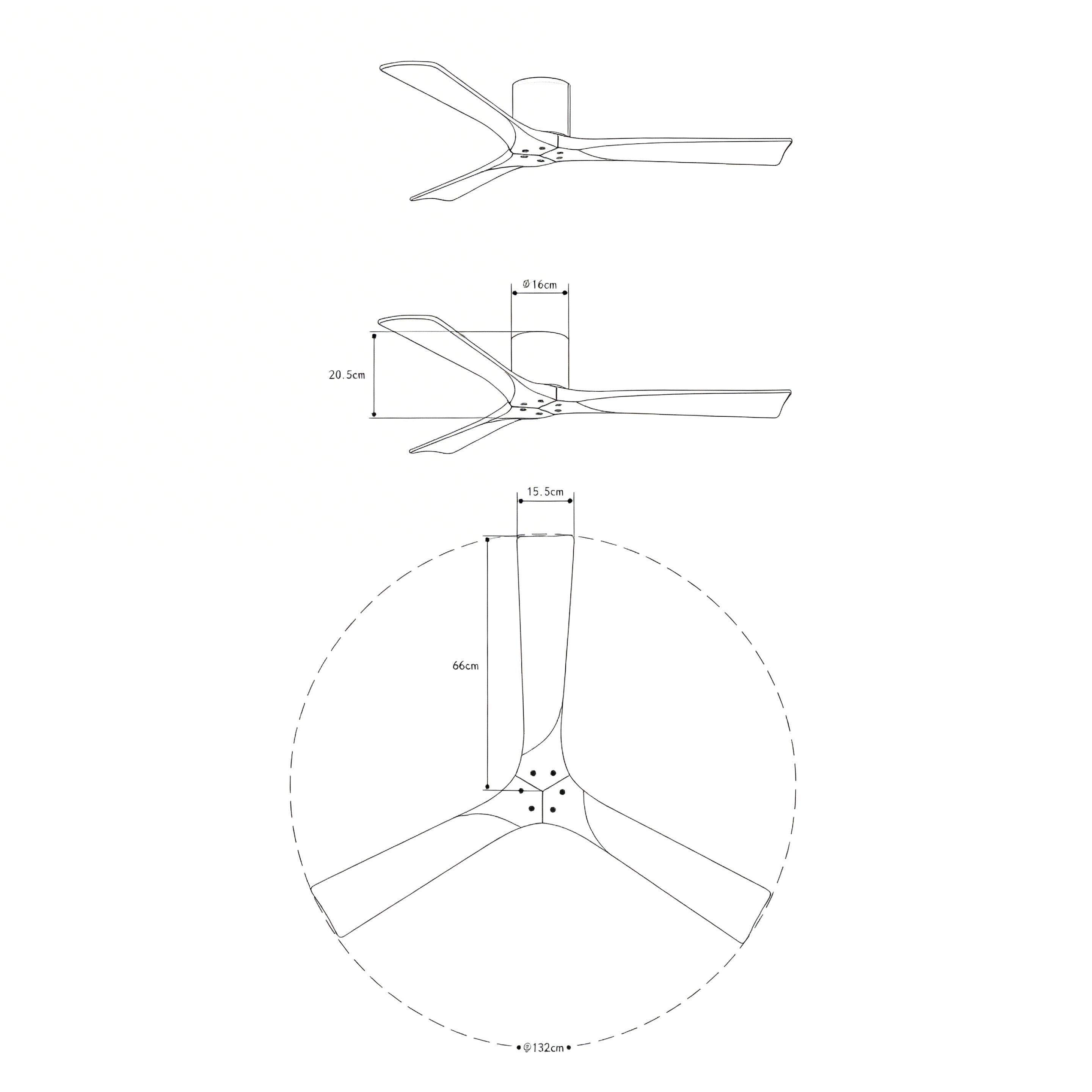 Etoile Deckenventilator aus Holz (132 cm / 112 cm)