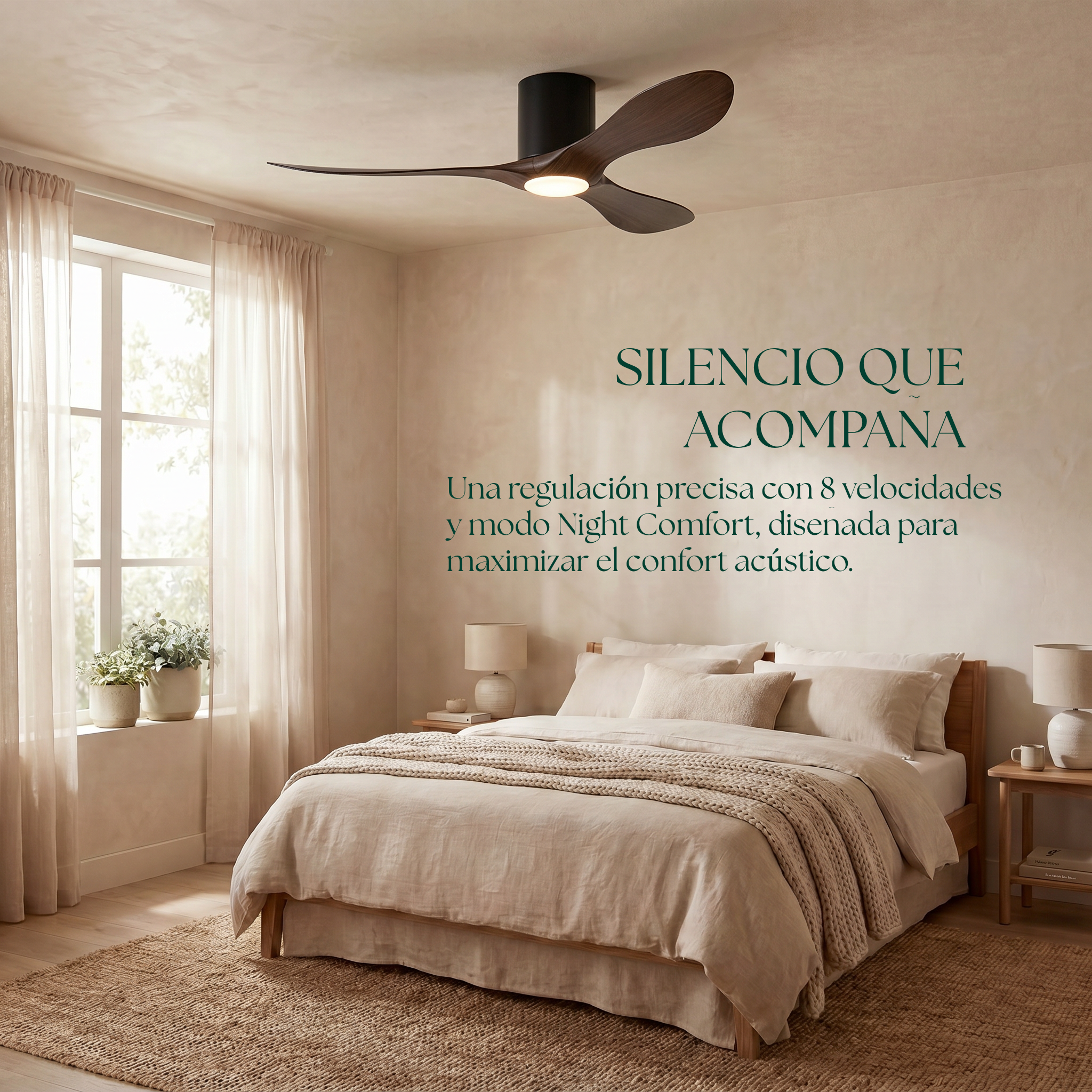 Binibeca Deckenventilator, Ø 112 cm, für 7–20 m², 3 langlebige ABS-Flügel