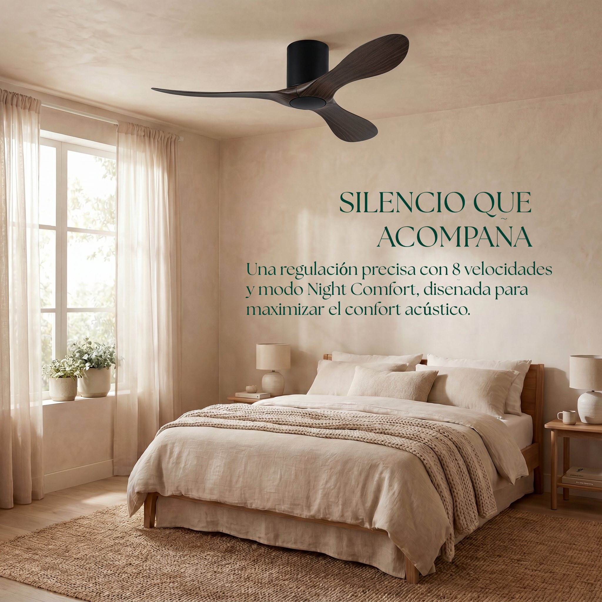 Binibeca Deckenventilator, Ø 112 cm, für 7–20 m², 3 langlebige ABS-Flügel