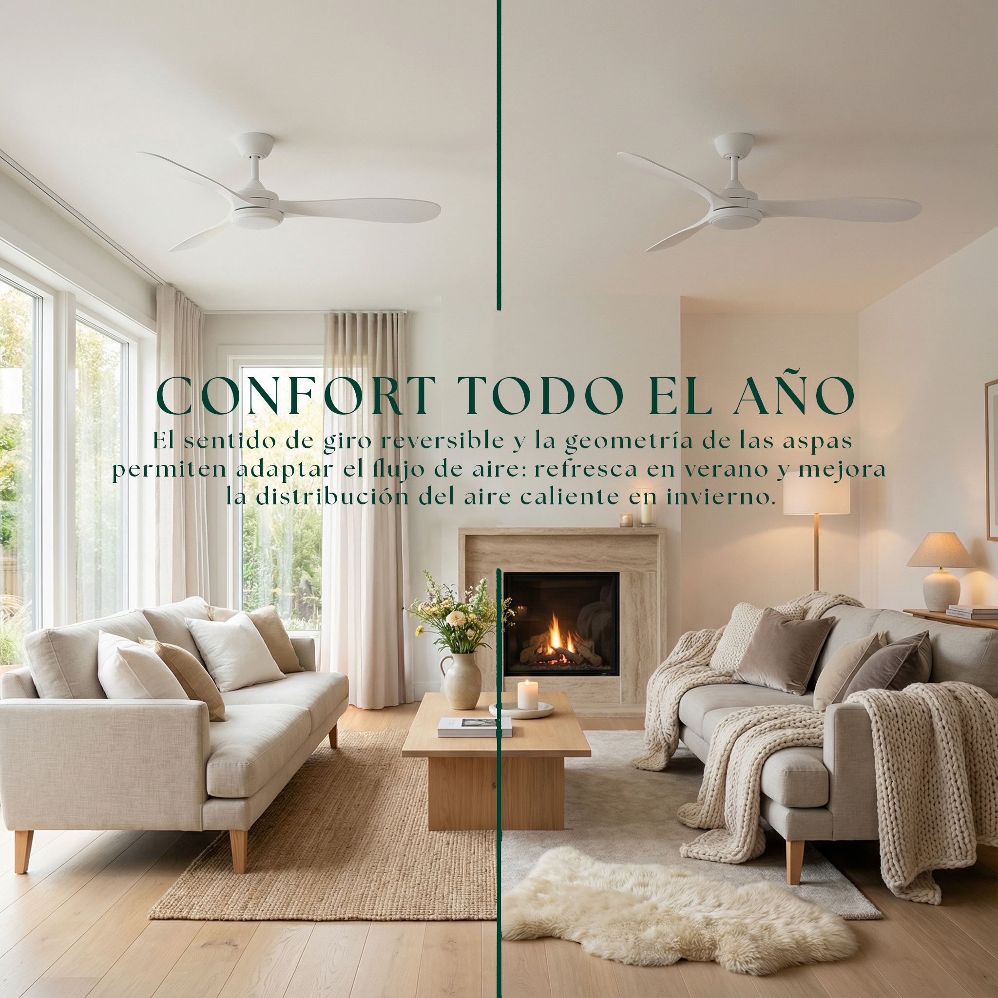 Boreal Deckenventilator 132 cm (10–25 m²) – 3 ABS-Flügel