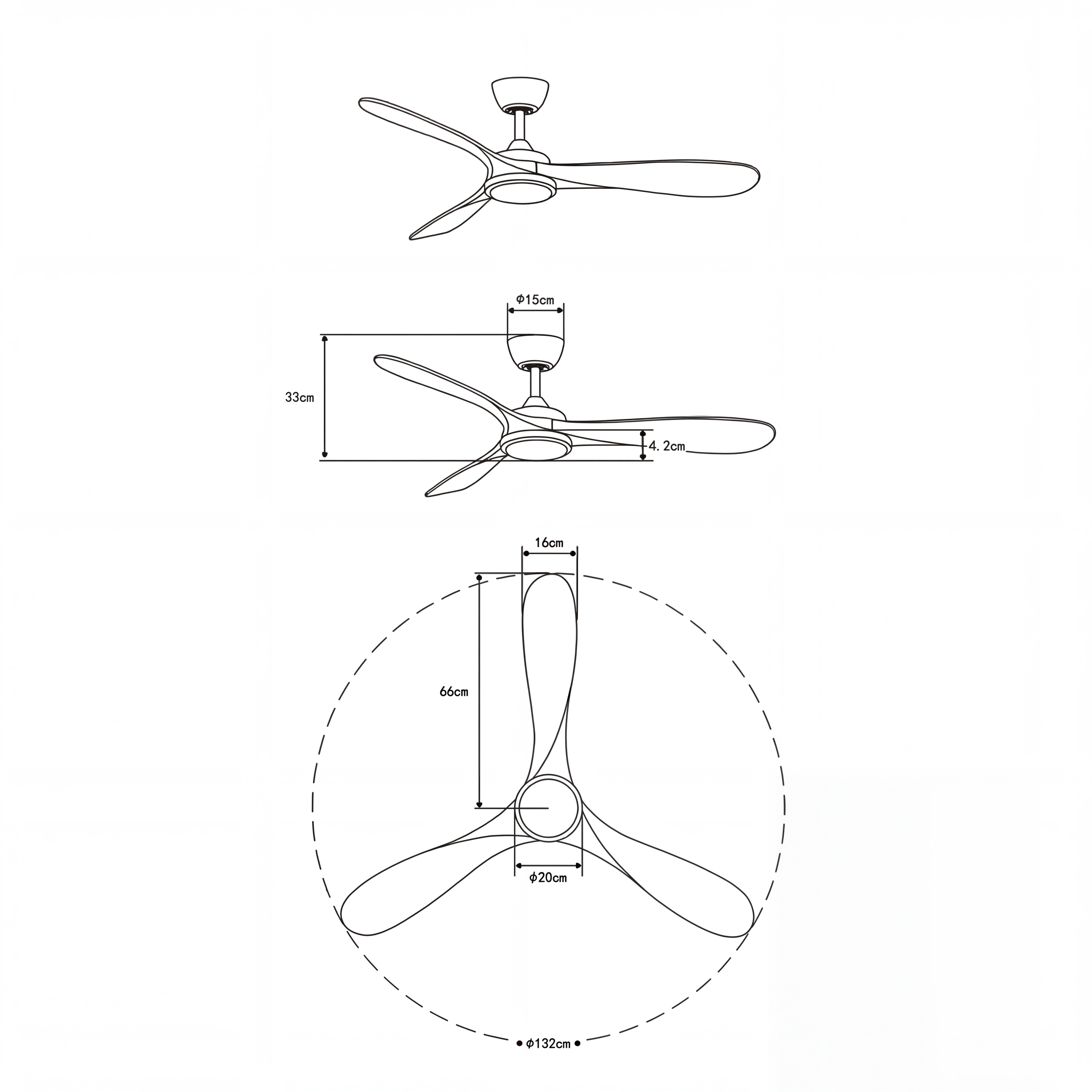 Boreal Deckenventilator 132 cm (10–25 m²) – 3 ABS-Flügel