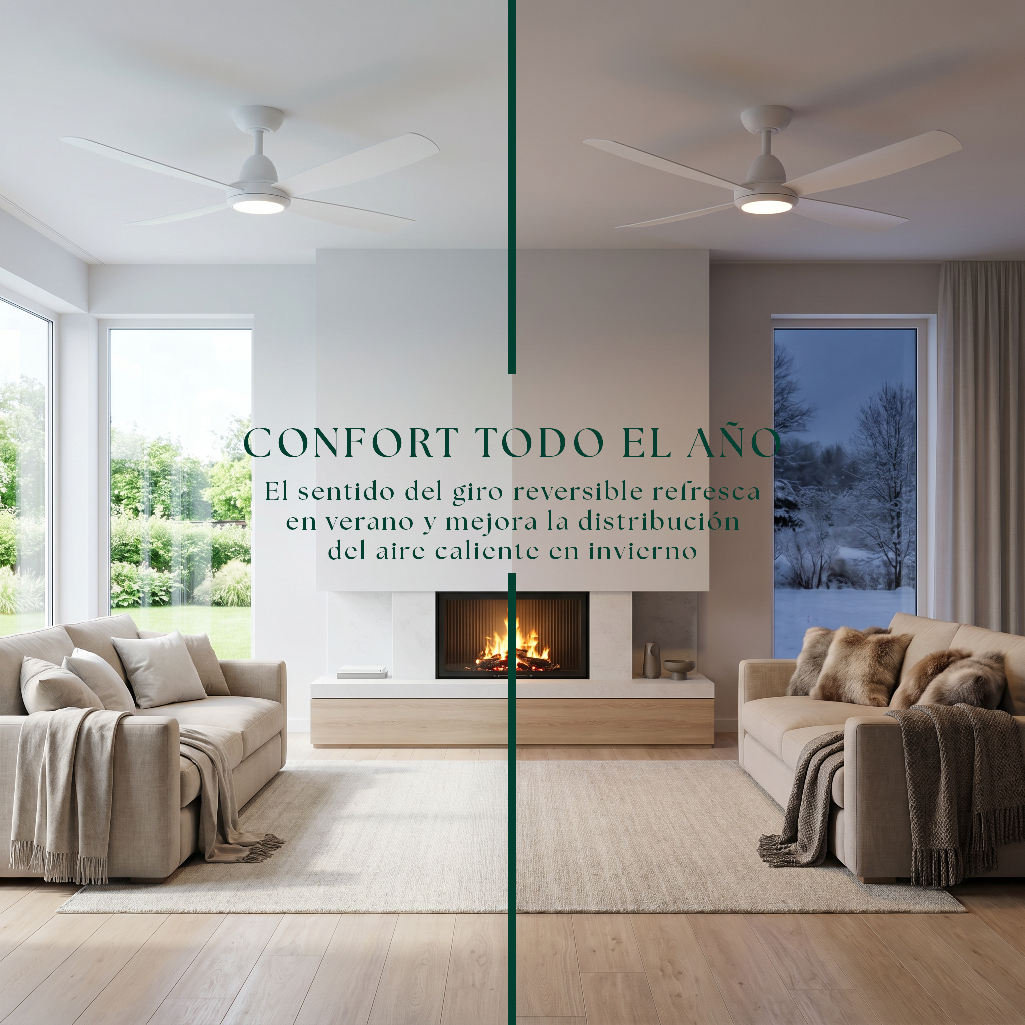 Saona Deckenventilator, 122 cm (für Räume von 7 bis 20 m²) – 4 Flügel aus ABS