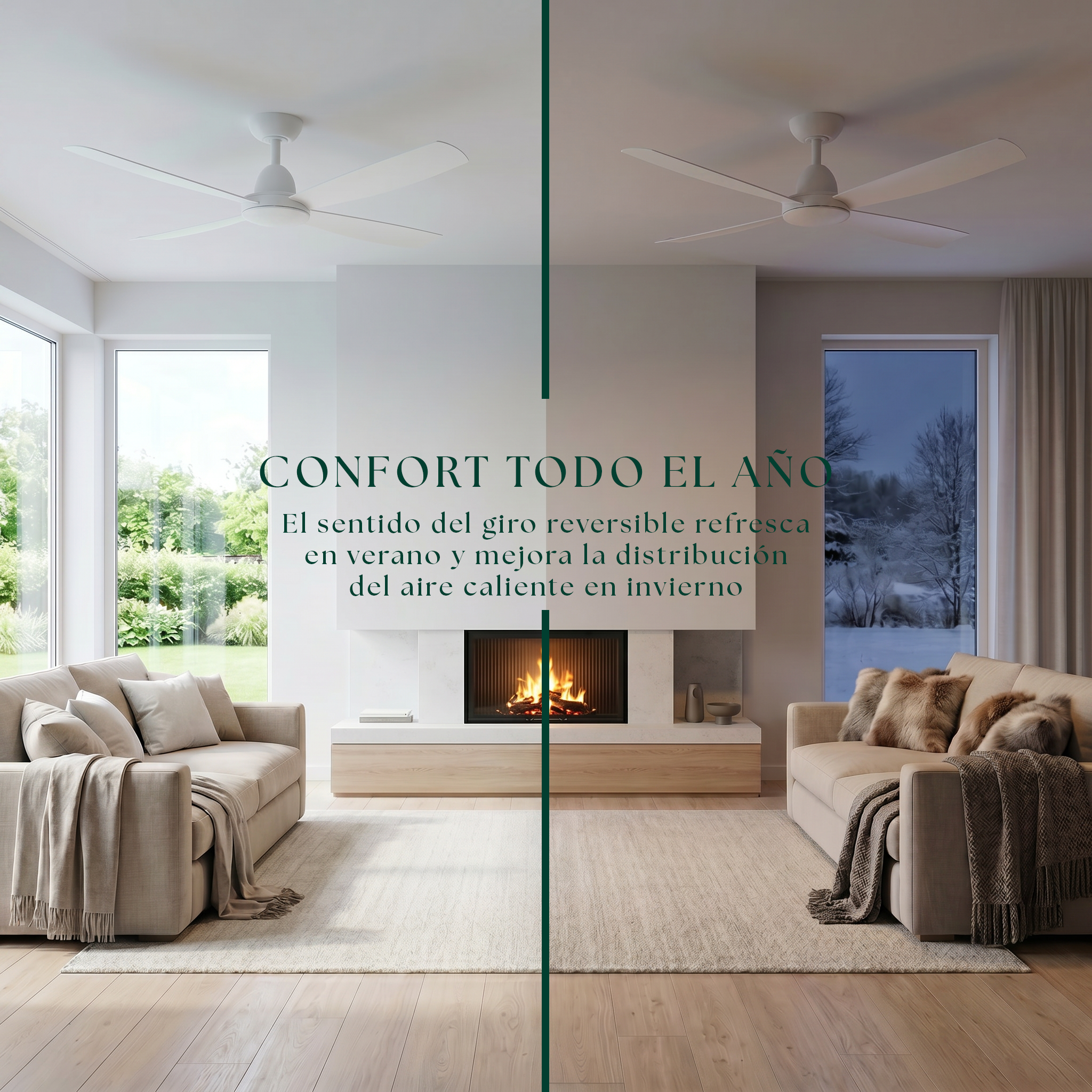 Saona Deckenventilator, 122 cm (für Räume von 7 bis 20 m²) – 4 Flügel aus ABS
