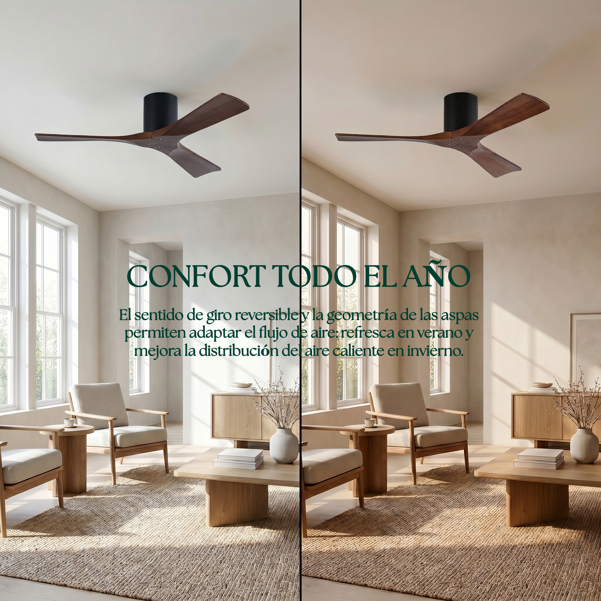 Etoile Deckenventilator aus Holz (132 cm / 112 cm)