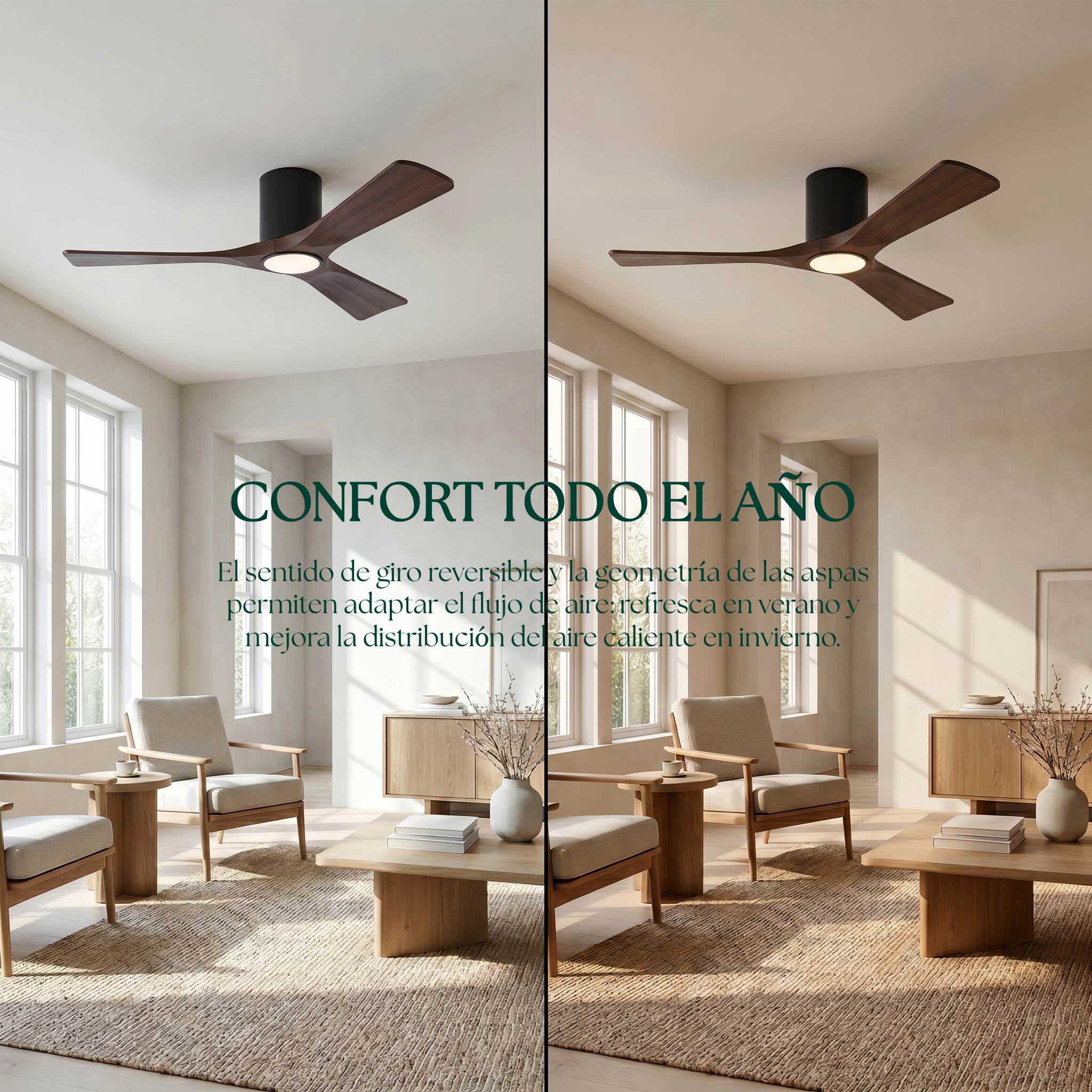 Etoile Deckenventilator aus Holz (132 cm / 112 cm)