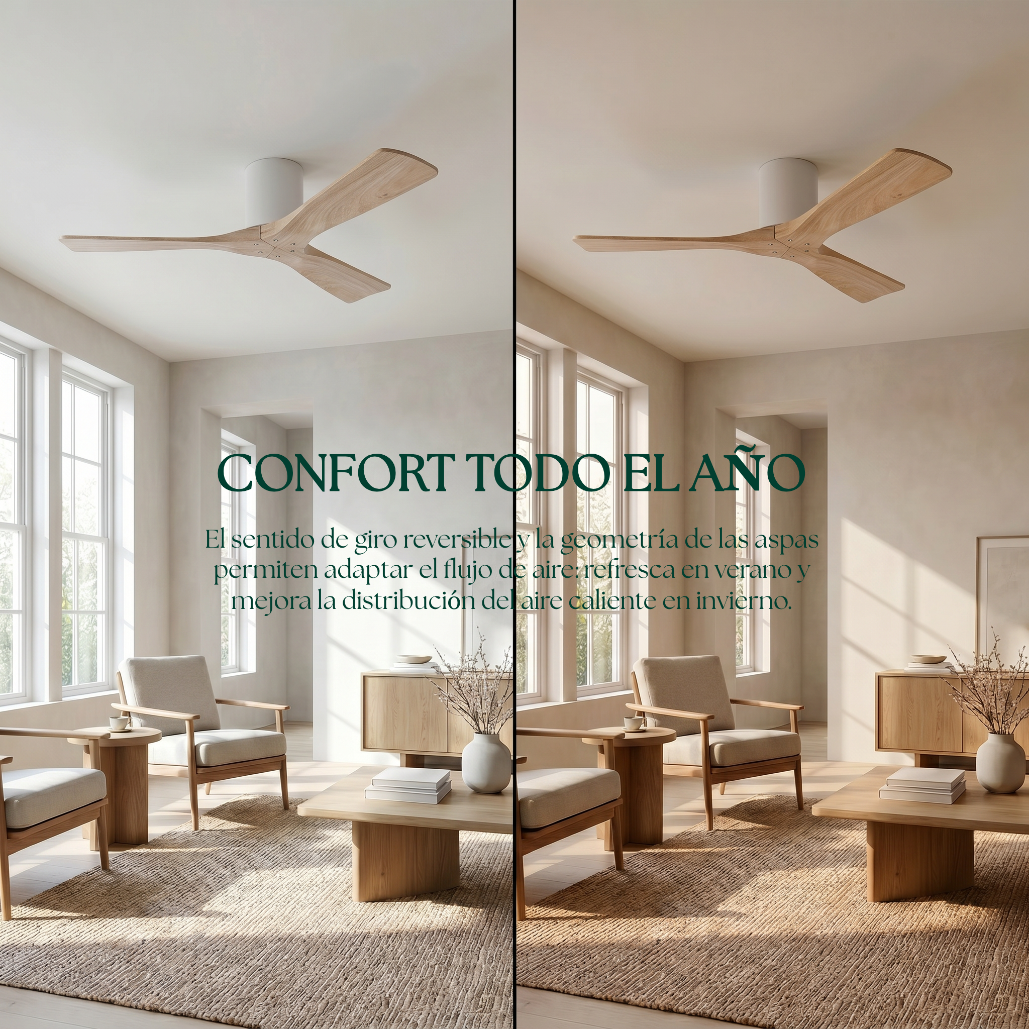 Etoile Deckenventilator aus Holz (132 cm / 112 cm)