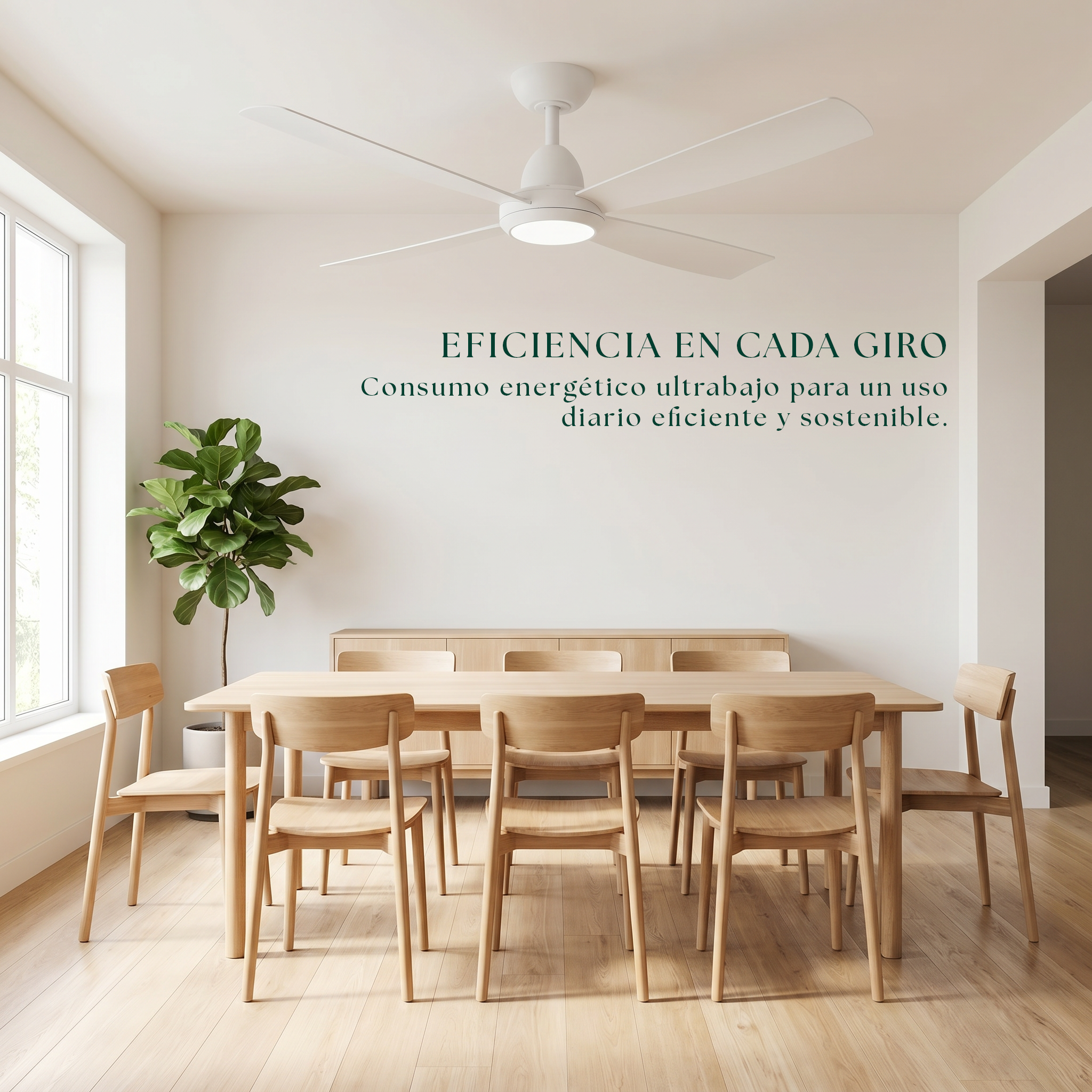 Saona Deckenventilator, 122 cm (für Räume von 7 bis 20 m²) – 4 Flügel aus ABS