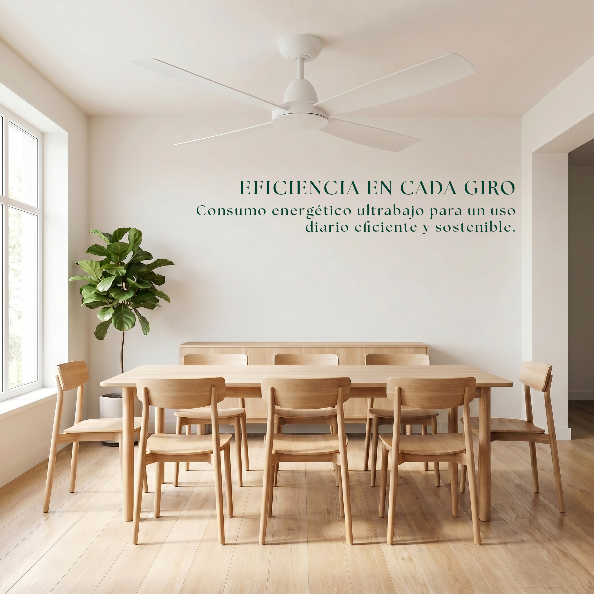 Saona Deckenventilator, 122 cm (für Räume von 7 bis 20 m²) – 4 Flügel aus ABS