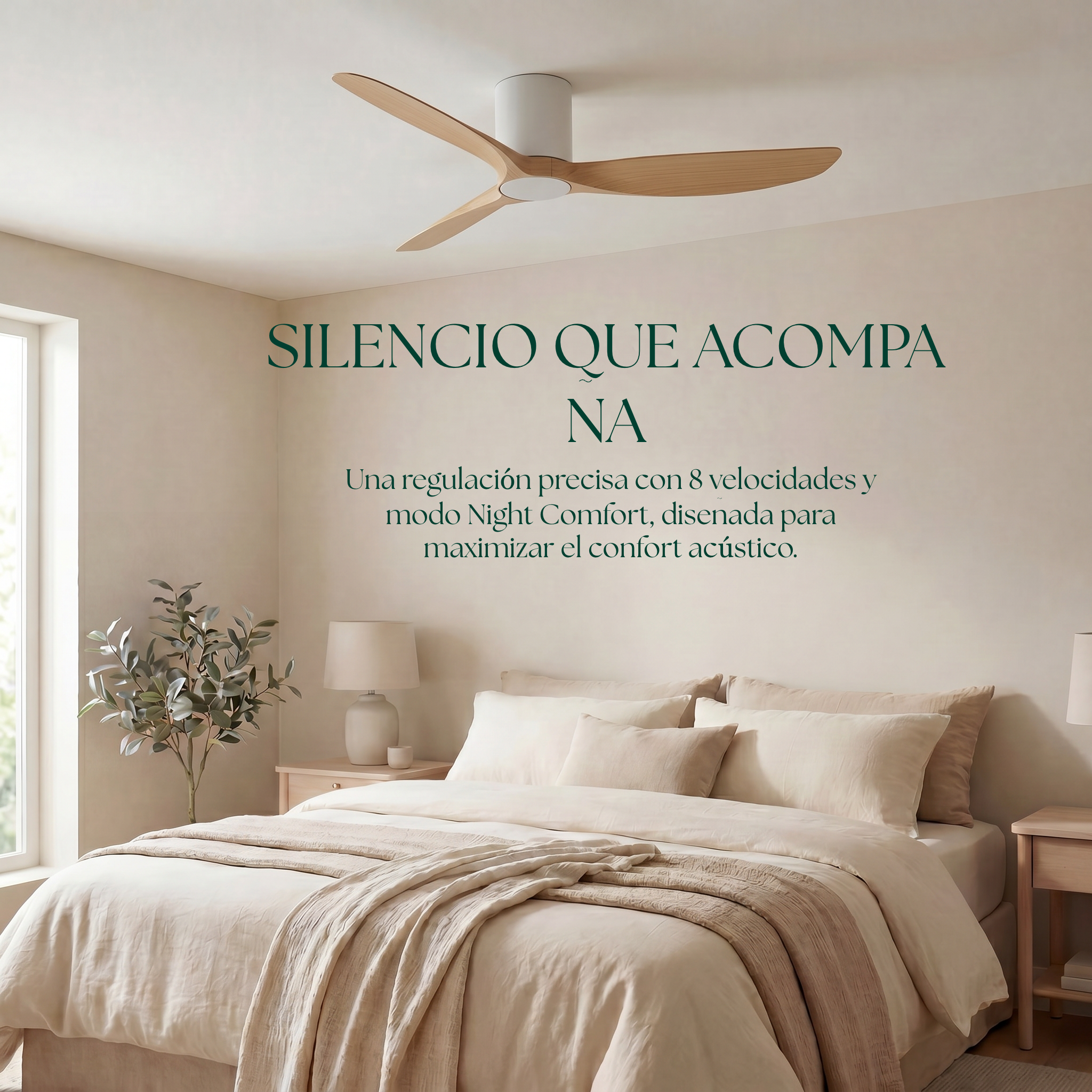 Golfet Deckenventilator, 132 cm, für Räume von 10–20 m², 3 Flügel aus ABS