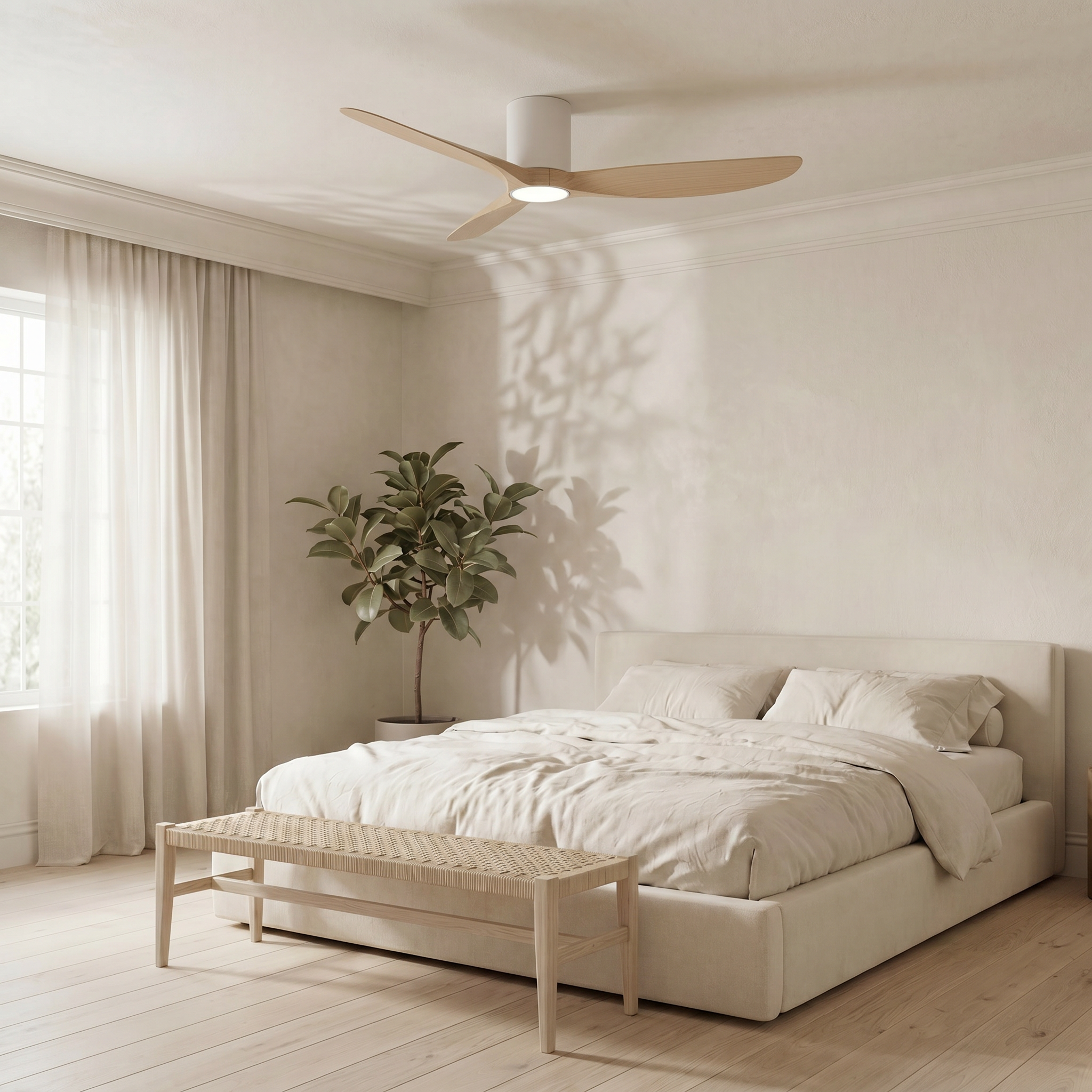 Golfet Deckenventilator, 132 cm, für Räume von 10–20 m², 3 Flügel aus ABS