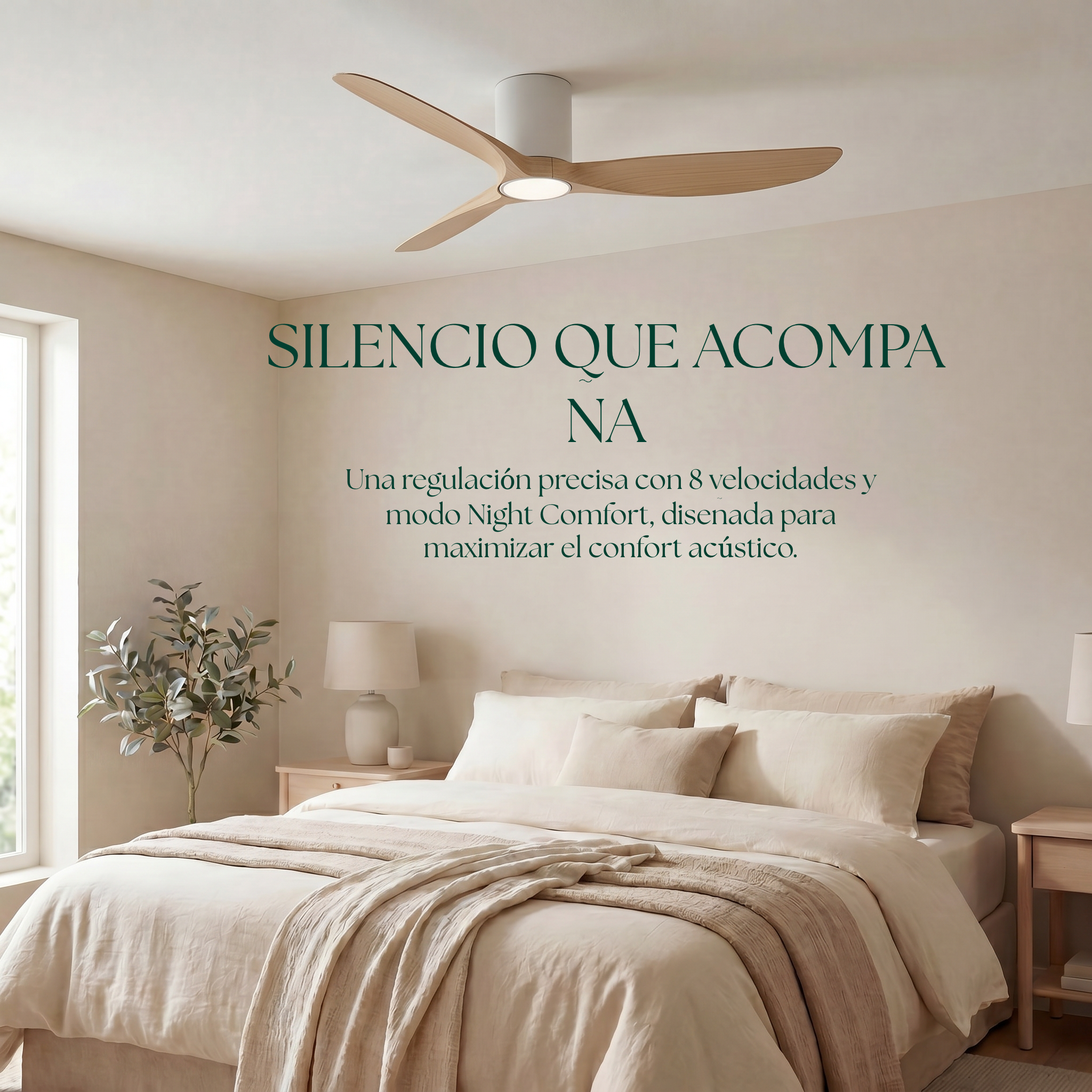 Golfet Deckenventilator, 132 cm, für Räume von 10–20 m², 3 Flügel aus ABS