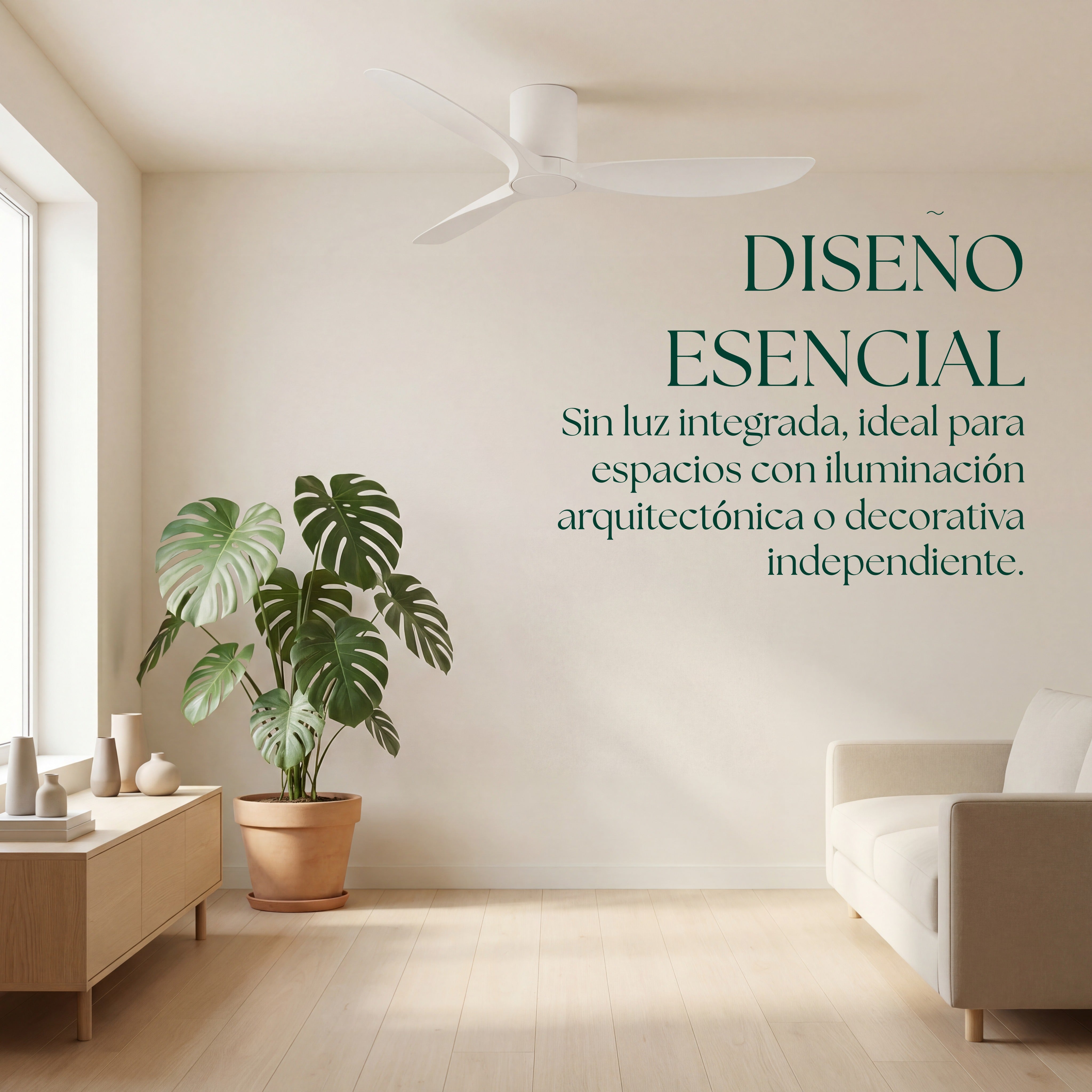 Golfet Deckenventilator, 132 cm, für Räume von 10–20 m², 3 Flügel aus ABS