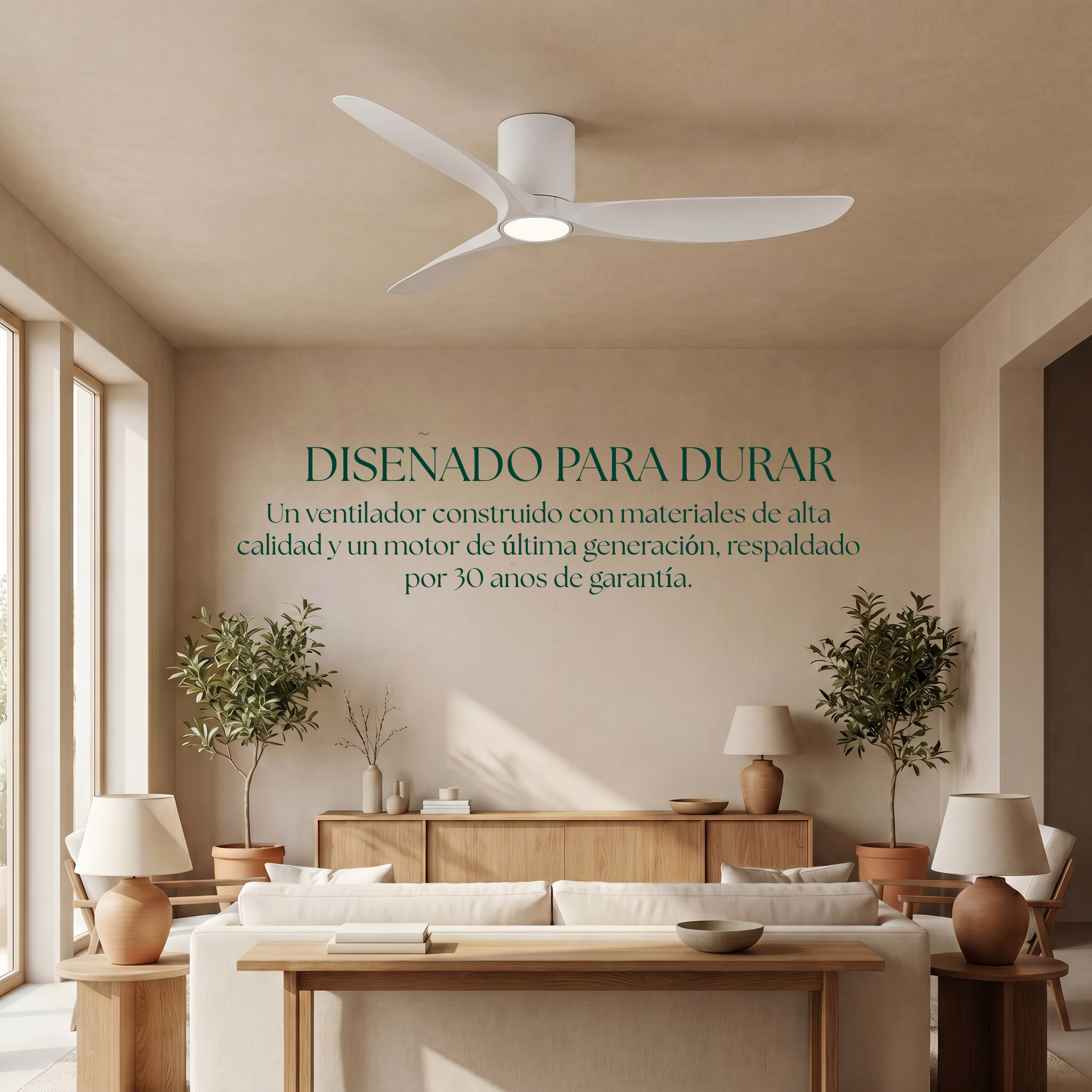 Golfet Deckenventilator, 132 cm, für Räume von 10–20 m², 3 Flügel aus ABS