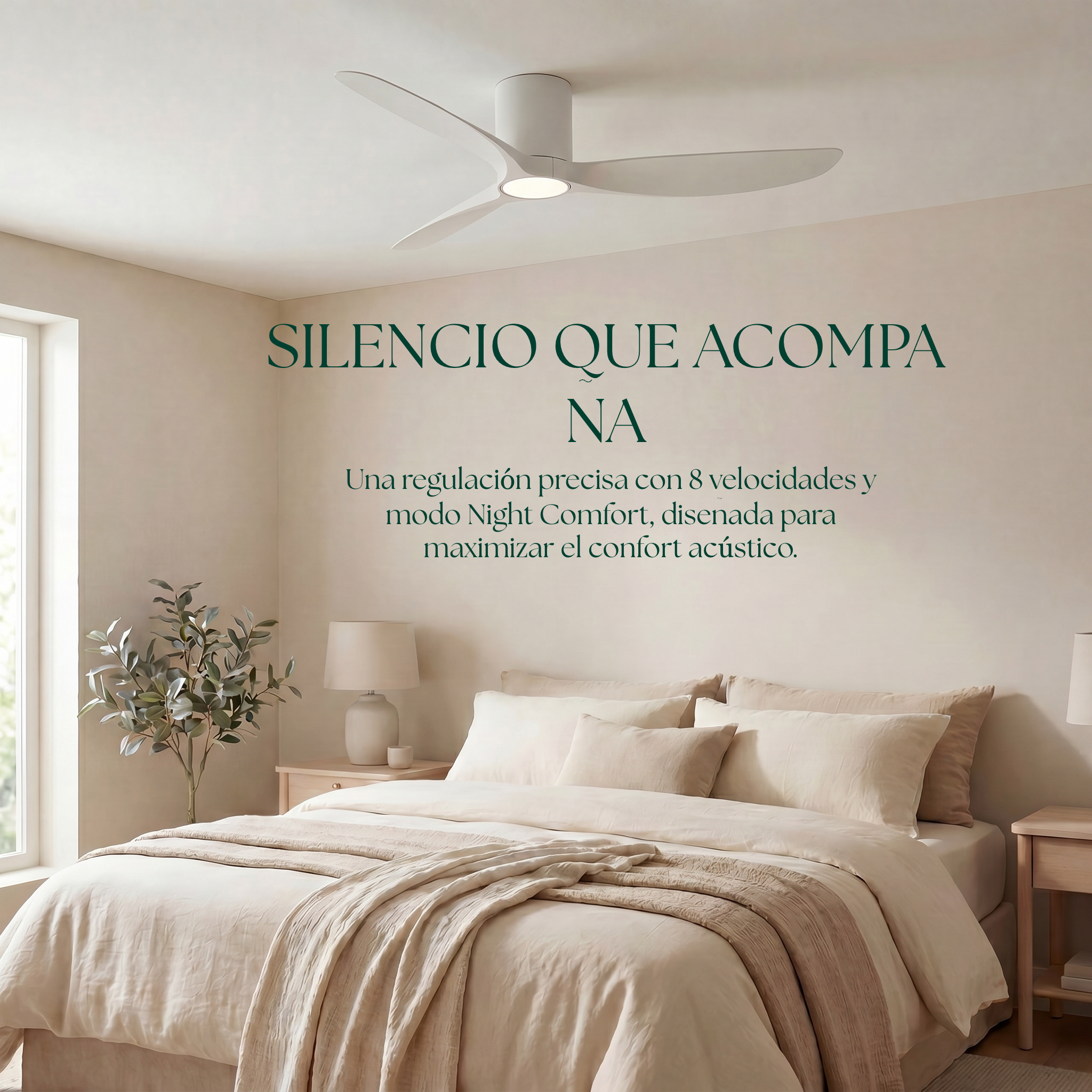 Golfet Deckenventilator, 132 cm, für Räume von 10–20 m², 3 Flügel aus ABS