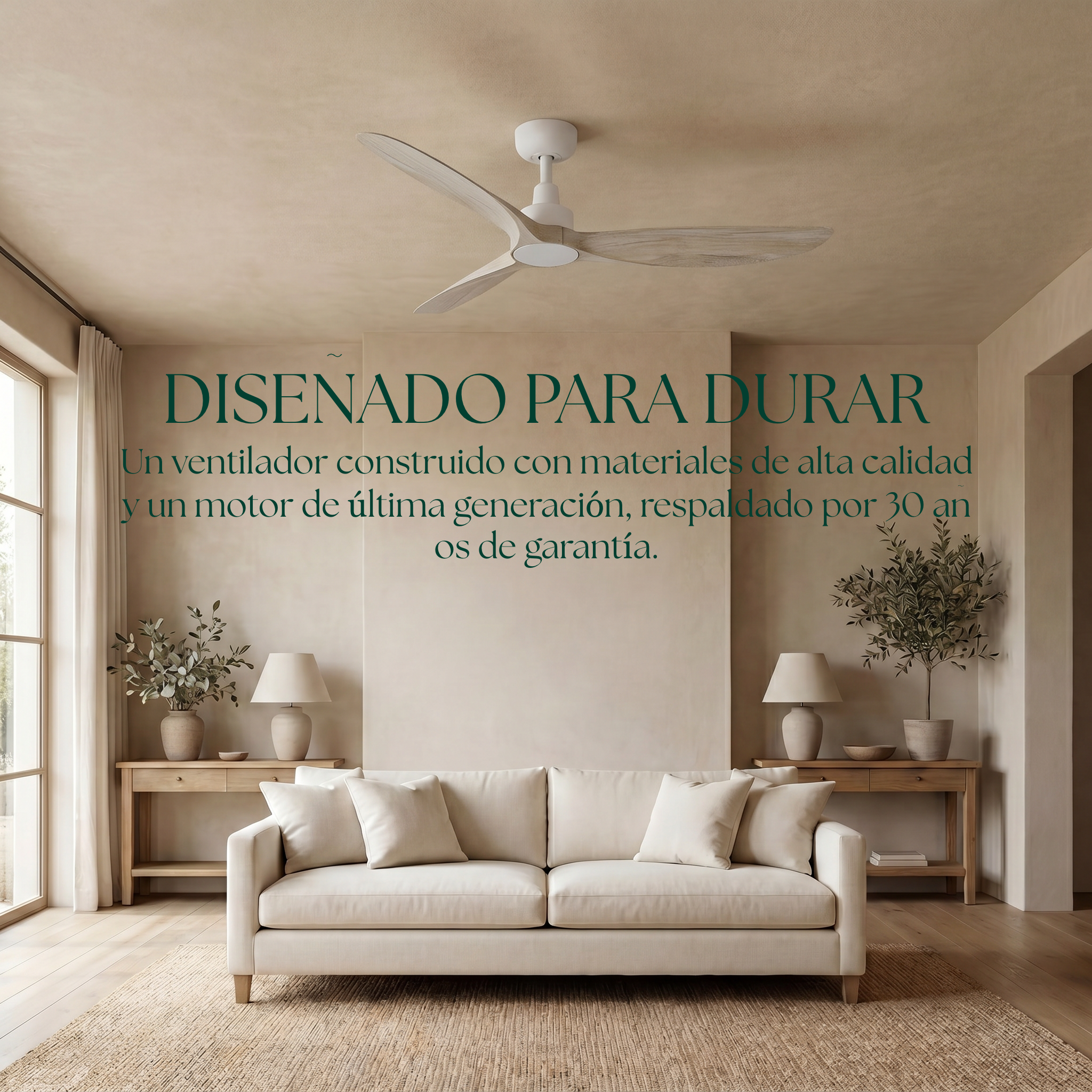 Marea Deckenventilator, 132 cm (für Räume von 10 bis 25 m²) – 3 Flügel aus ABS