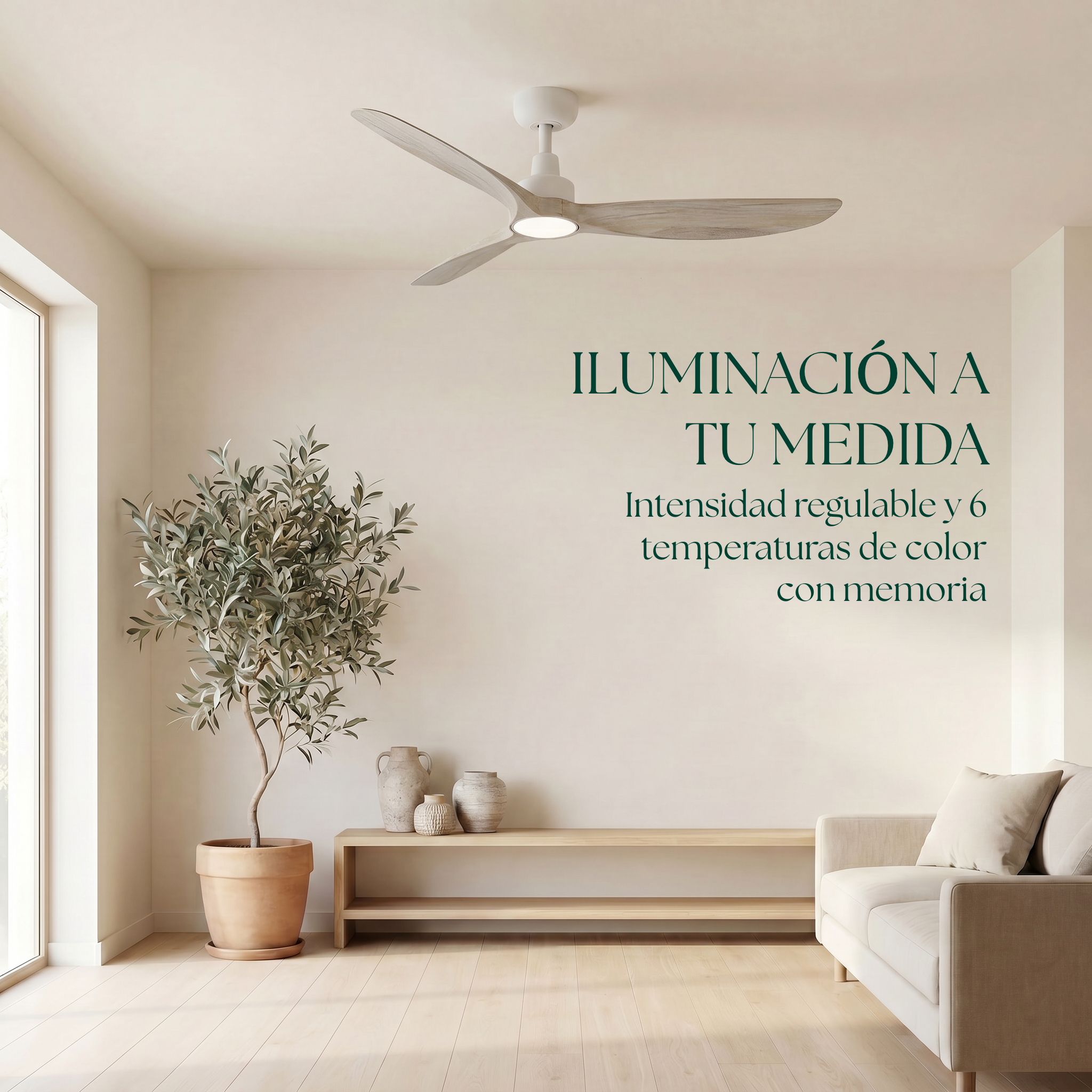 Marea Deckenventilator, 132 cm (für Räume von 10 bis 25 m²) – 3 Flügel aus ABS