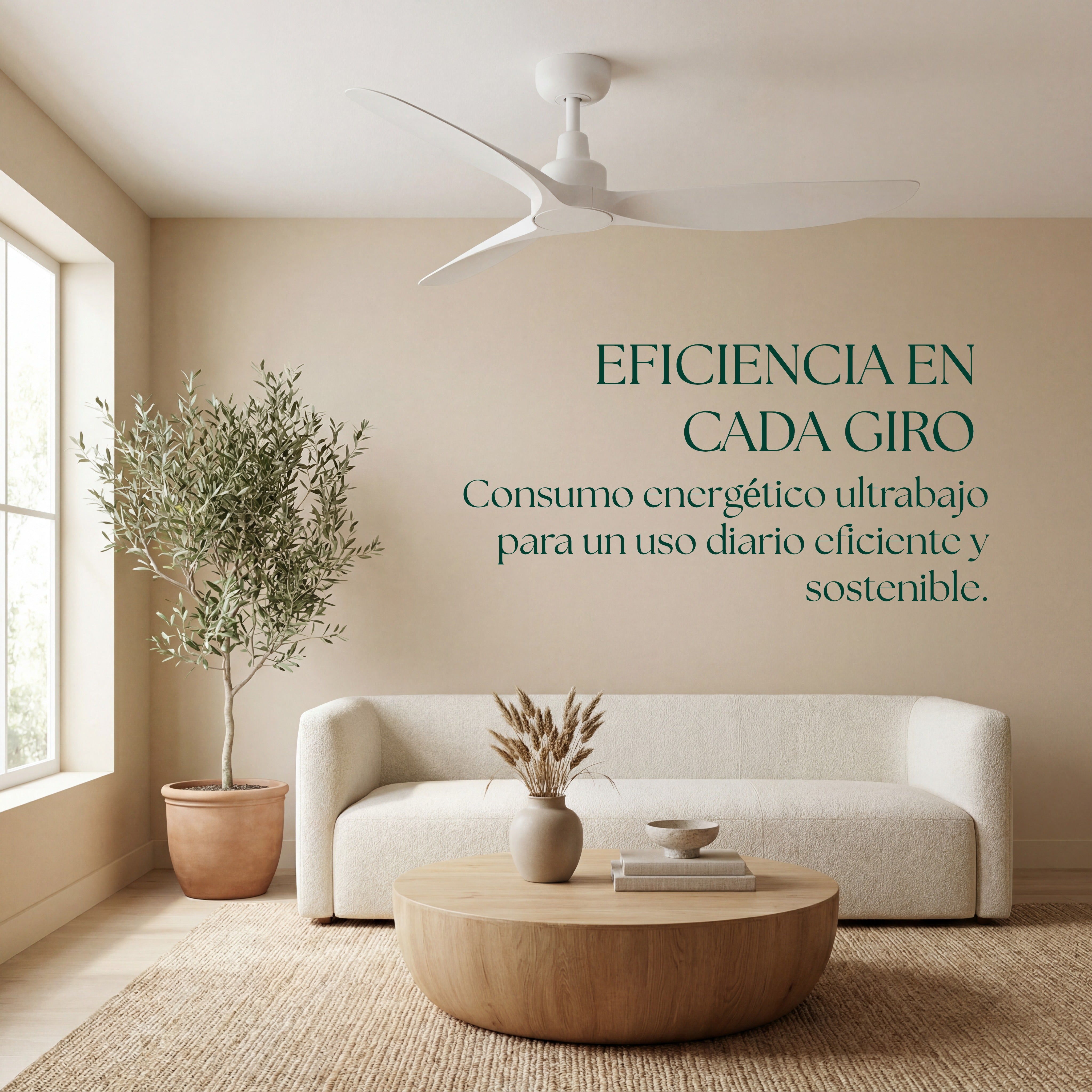 Marea Deckenventilator, 132 cm (für Räume von 10 bis 25 m²) – 3 Flügel aus ABS