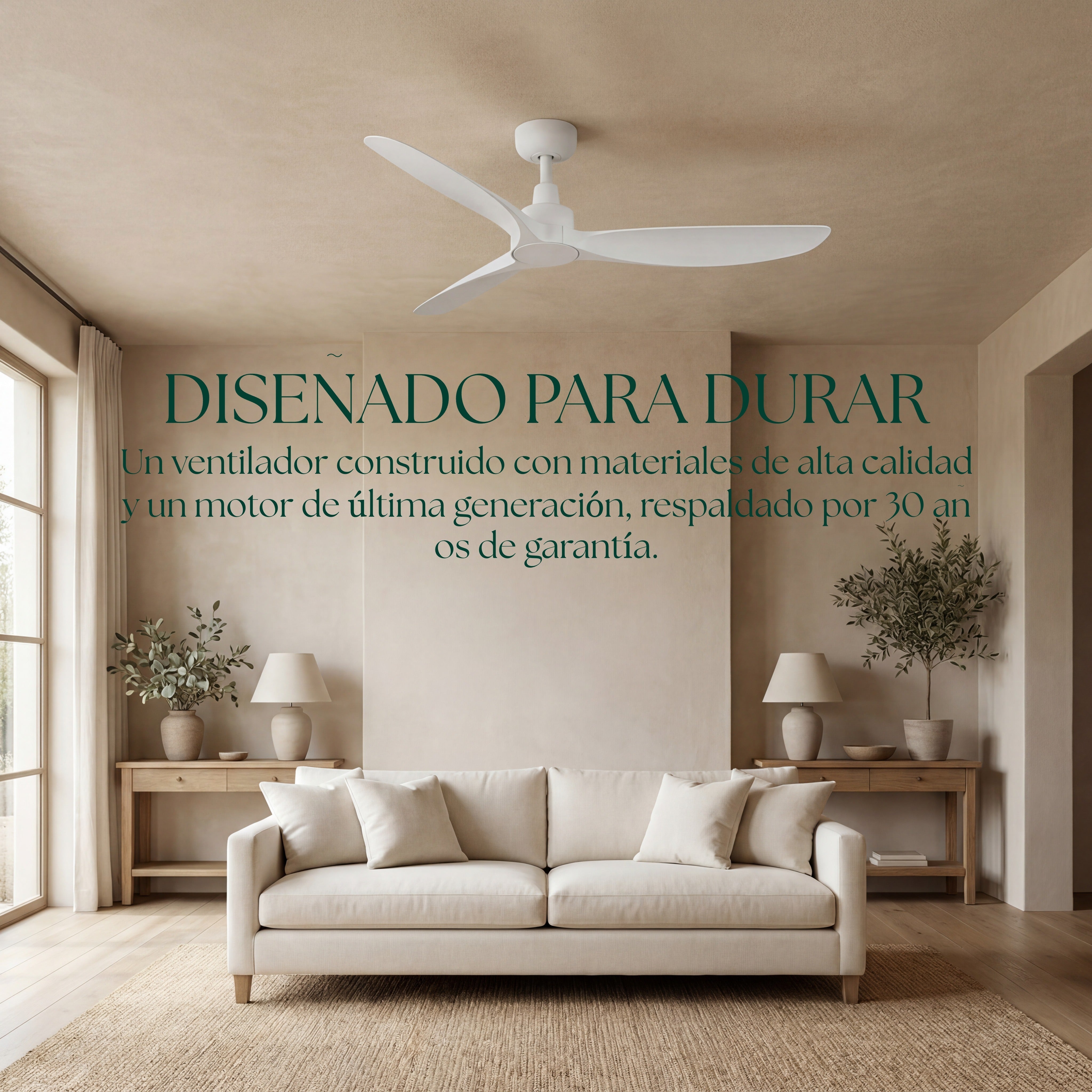 Marea Deckenventilator, 132 cm (für Räume von 10 bis 25 m²) – 3 Flügel aus ABS