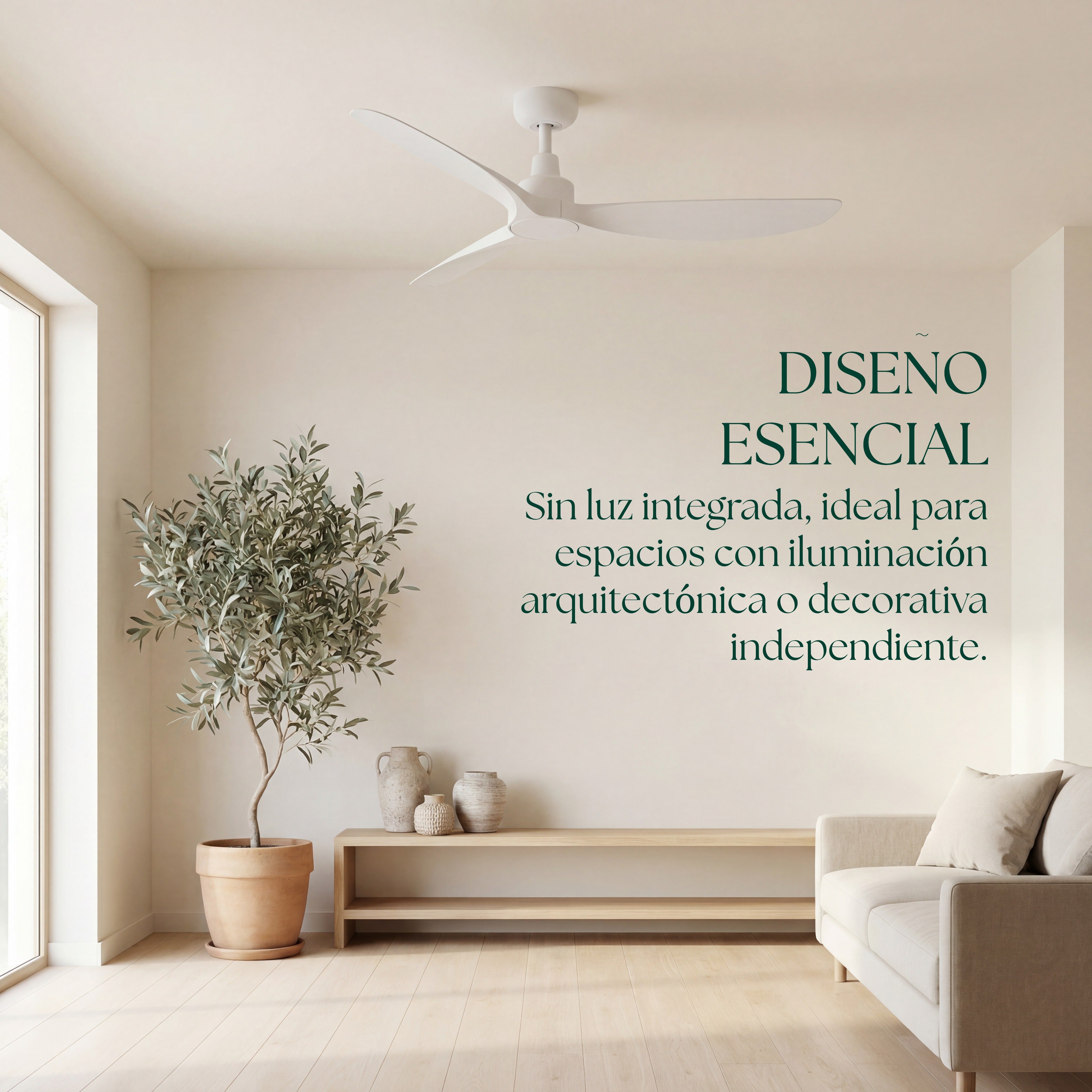 Marea Deckenventilator, 132 cm (für Räume von 10 bis 25 m²) – 3 Flügel aus ABS