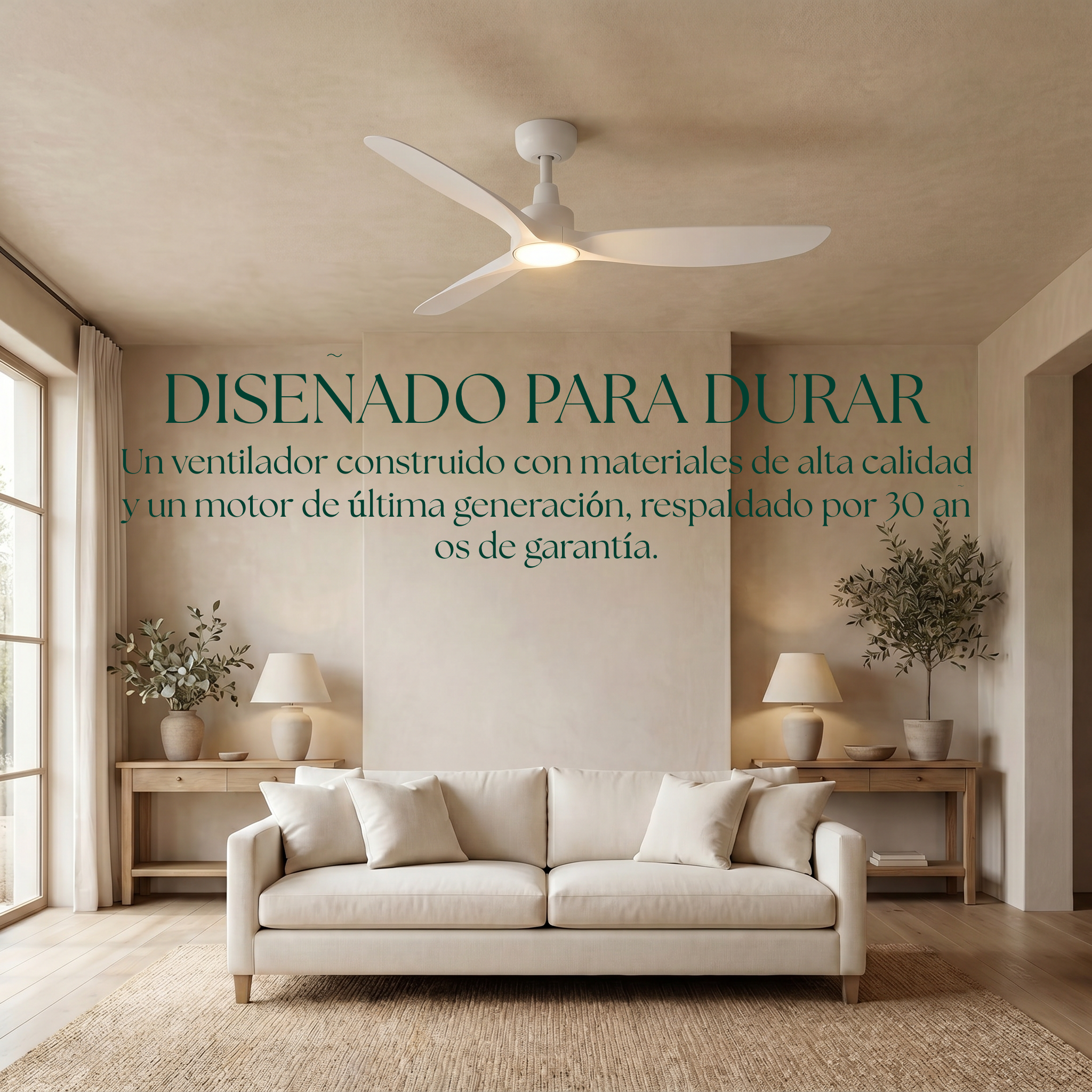 Marea Deckenventilator, 132 cm (für Räume von 10 bis 25 m²) – 3 Flügel aus ABS