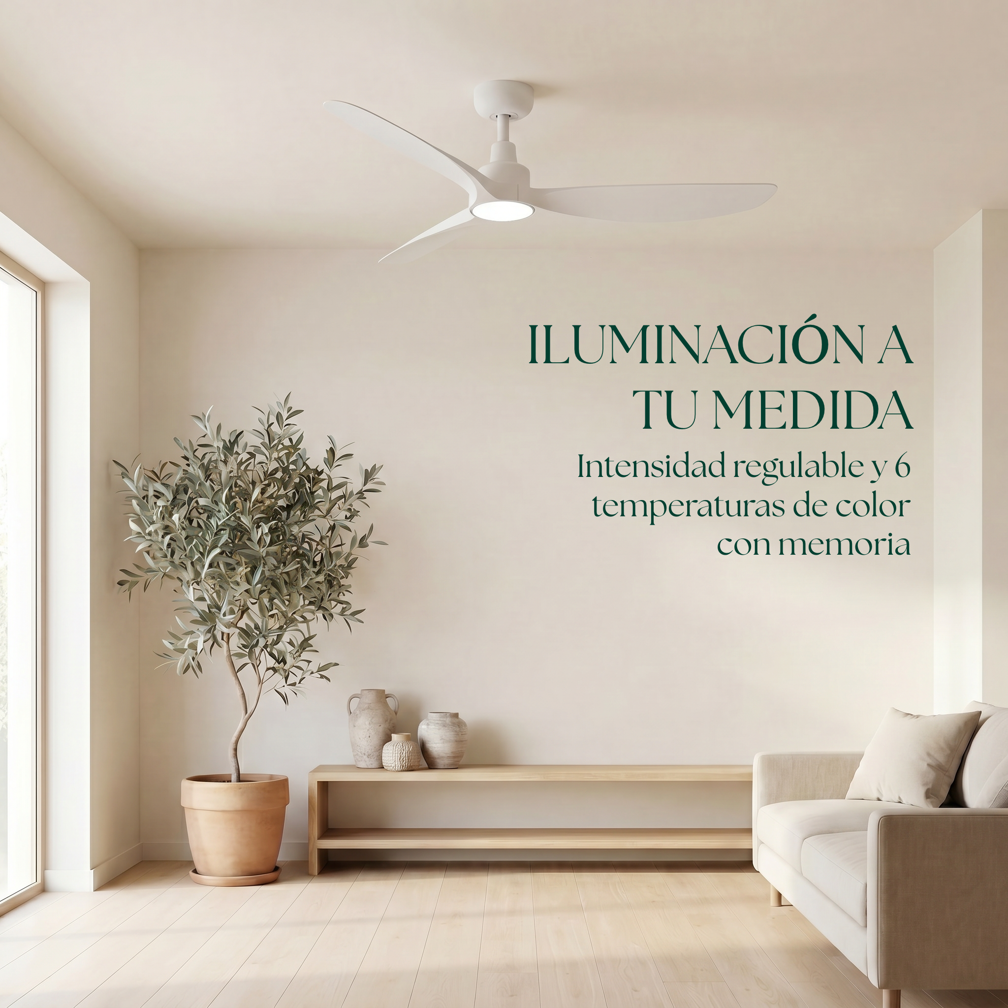 Marea Deckenventilator, 132 cm (für Räume von 10 bis 25 m²) – 3 Flügel aus ABS