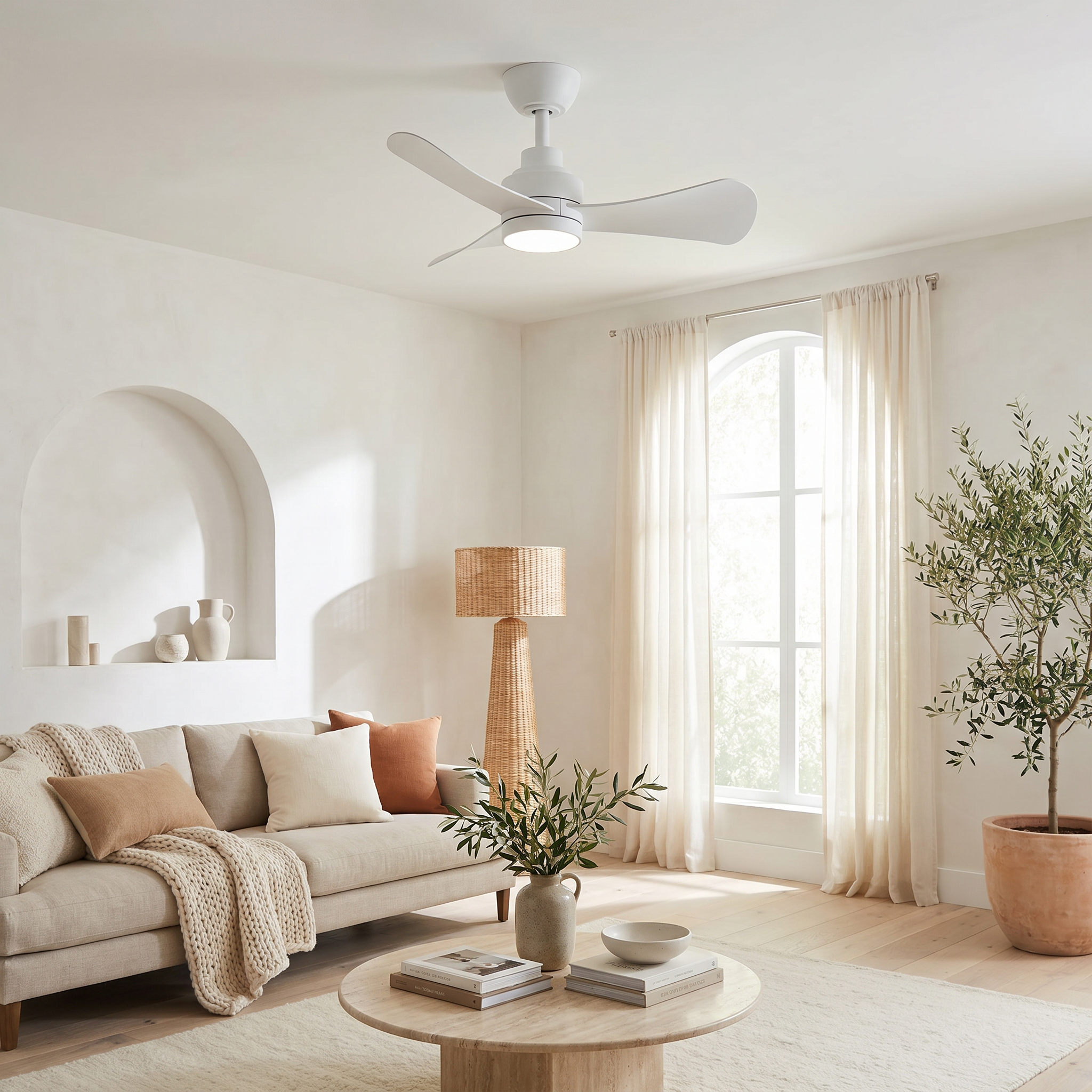 Turqueta Deckenventilator, 83 cm (für Räume bis 8 m²) – 3 Flügel aus ABS mit LED-Beleuchtung, kompaktes Design