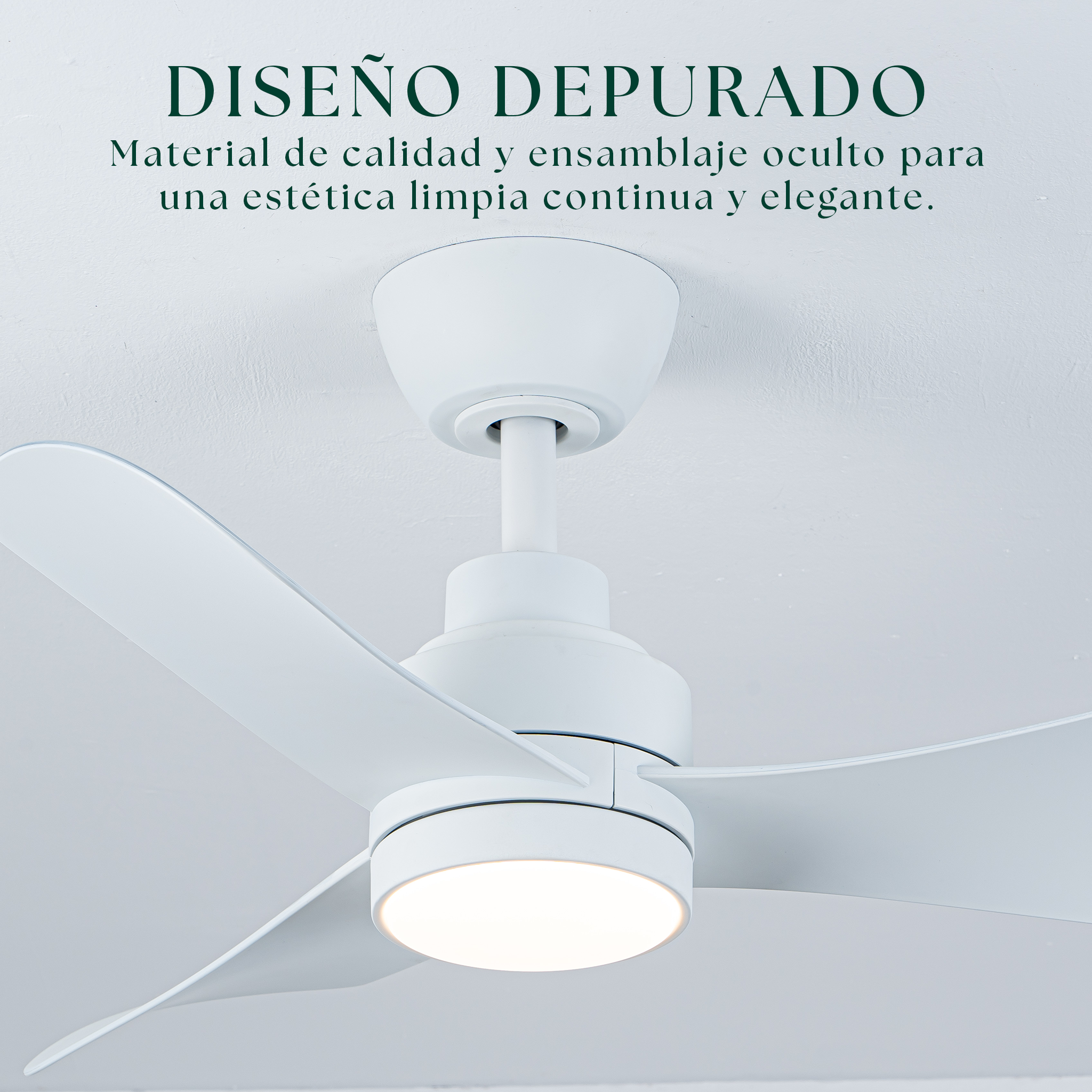 Turqueta Deckenventilator, 83 cm (für Räume bis 8 m²) – 3 Flügel aus ABS mit LED-Beleuchtung, kompaktes Design