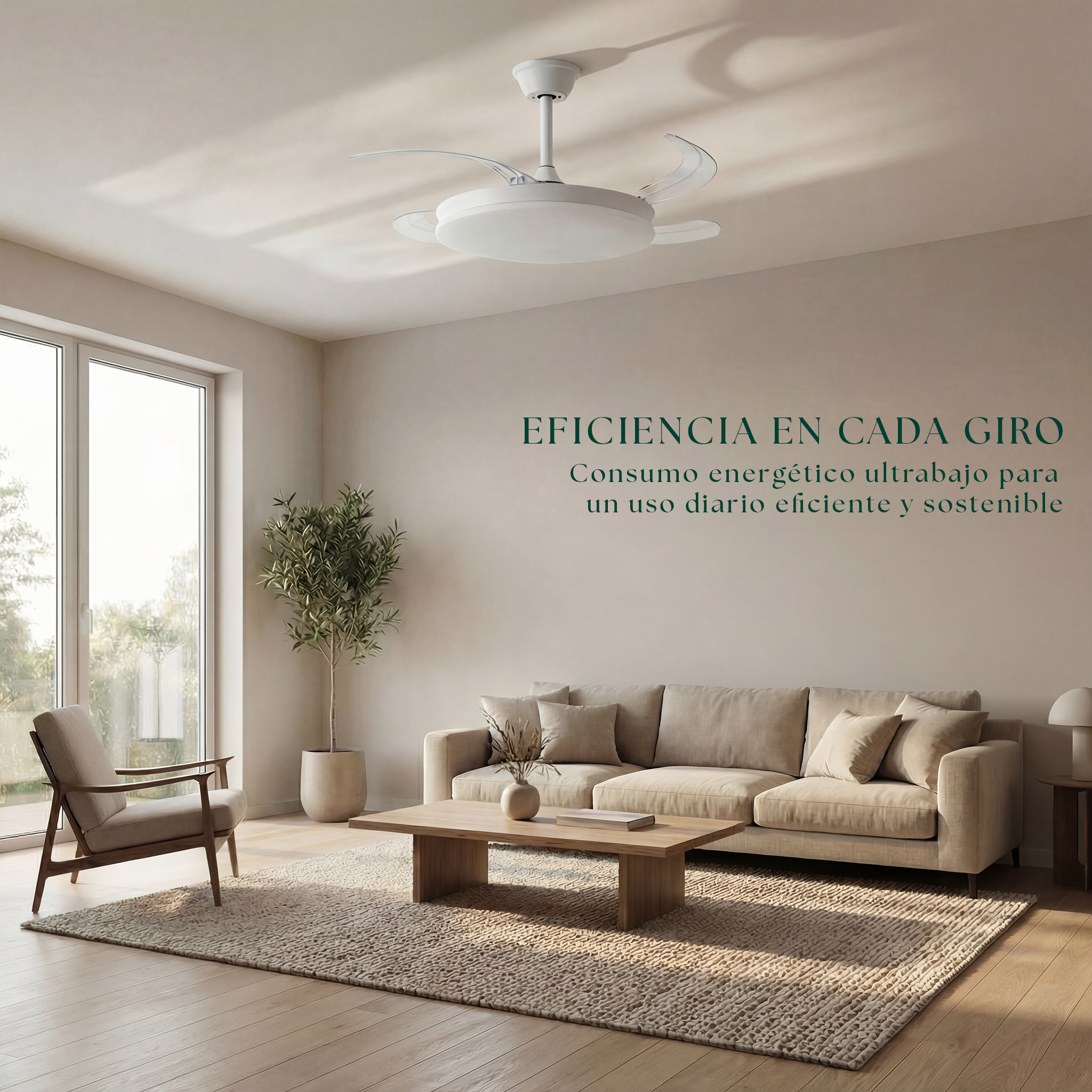 Milos Deckenventilator, 55 cm (für Räume von 6 bis 15 m²) – kompaktes Design mit LED-Beleuchtung