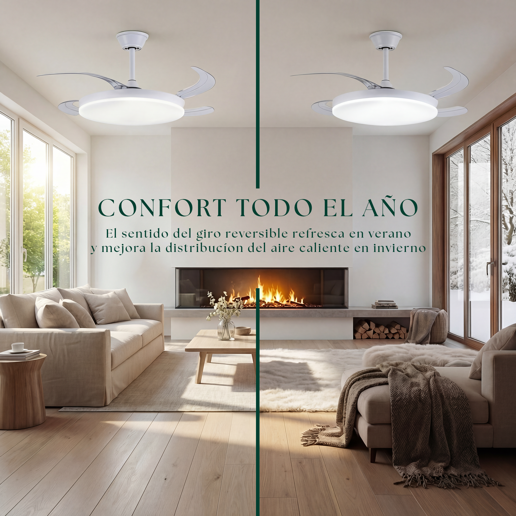 Milos Deckenventilator, 55 cm (für Räume von 6 bis 15 m²) – kompaktes Design mit LED-Beleuchtung