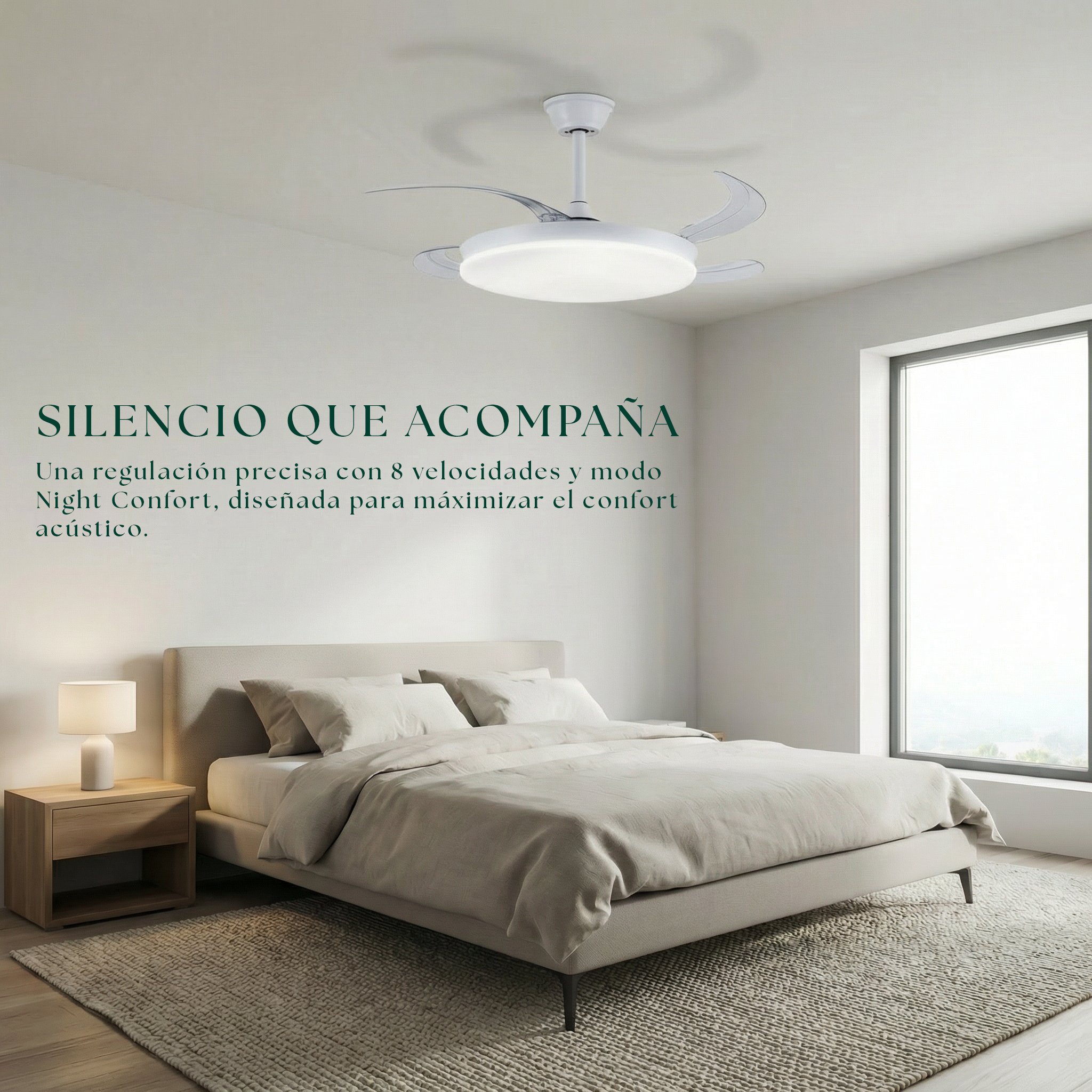 Milos Deckenventilator, 55 cm (für Räume von 6 bis 15 m²) – kompaktes Design mit LED-Beleuchtung