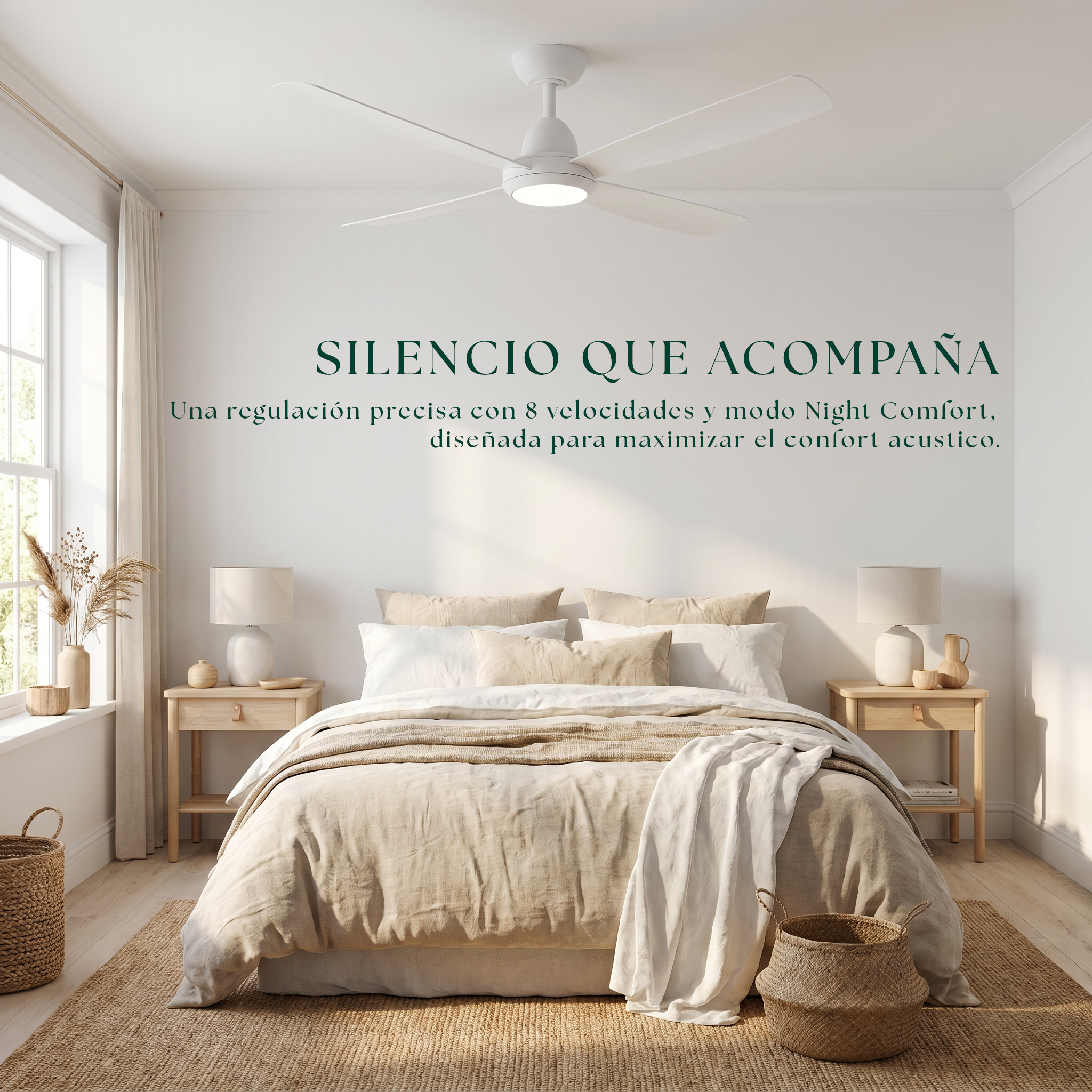 Saona Deckenventilator, 122 cm (für Räume von 7 bis 20 m²) – 4 Flügel aus ABS